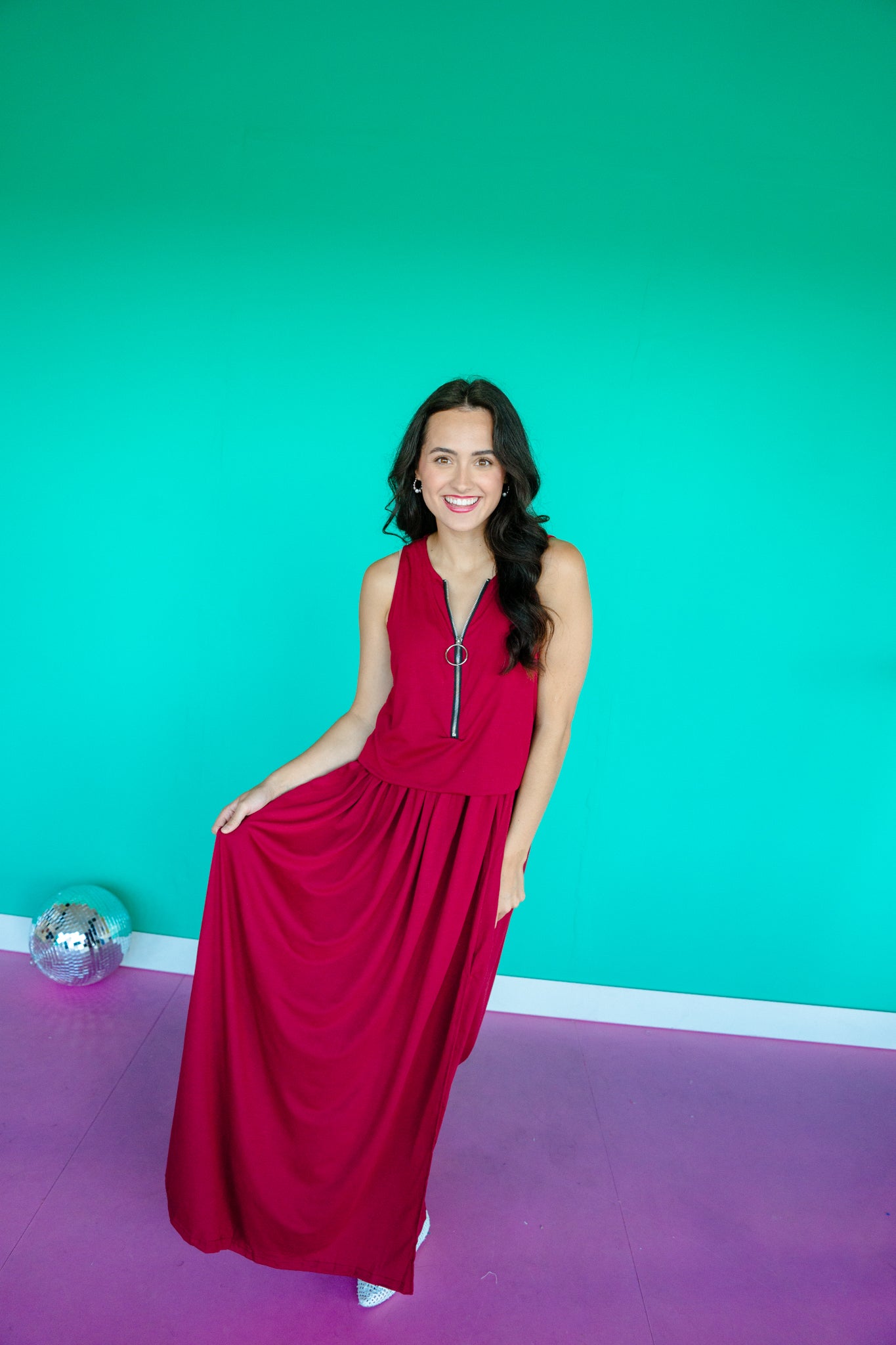 Valentina Sleeveless Maxi Dress - Burgundy