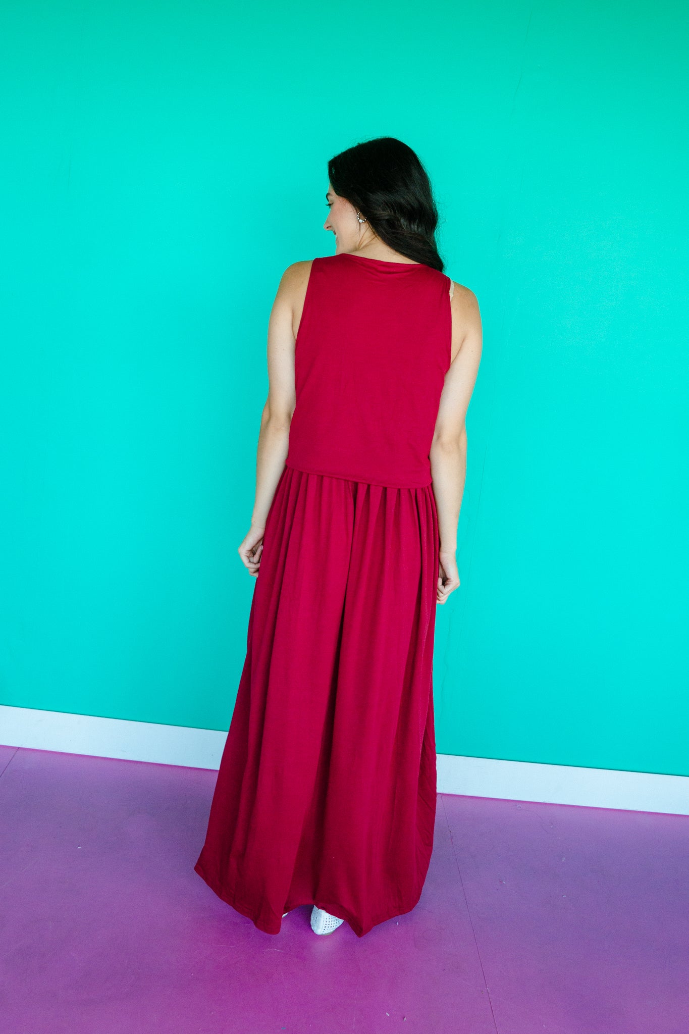 Valentina Sleeveless Maxi Dress - Burgundy