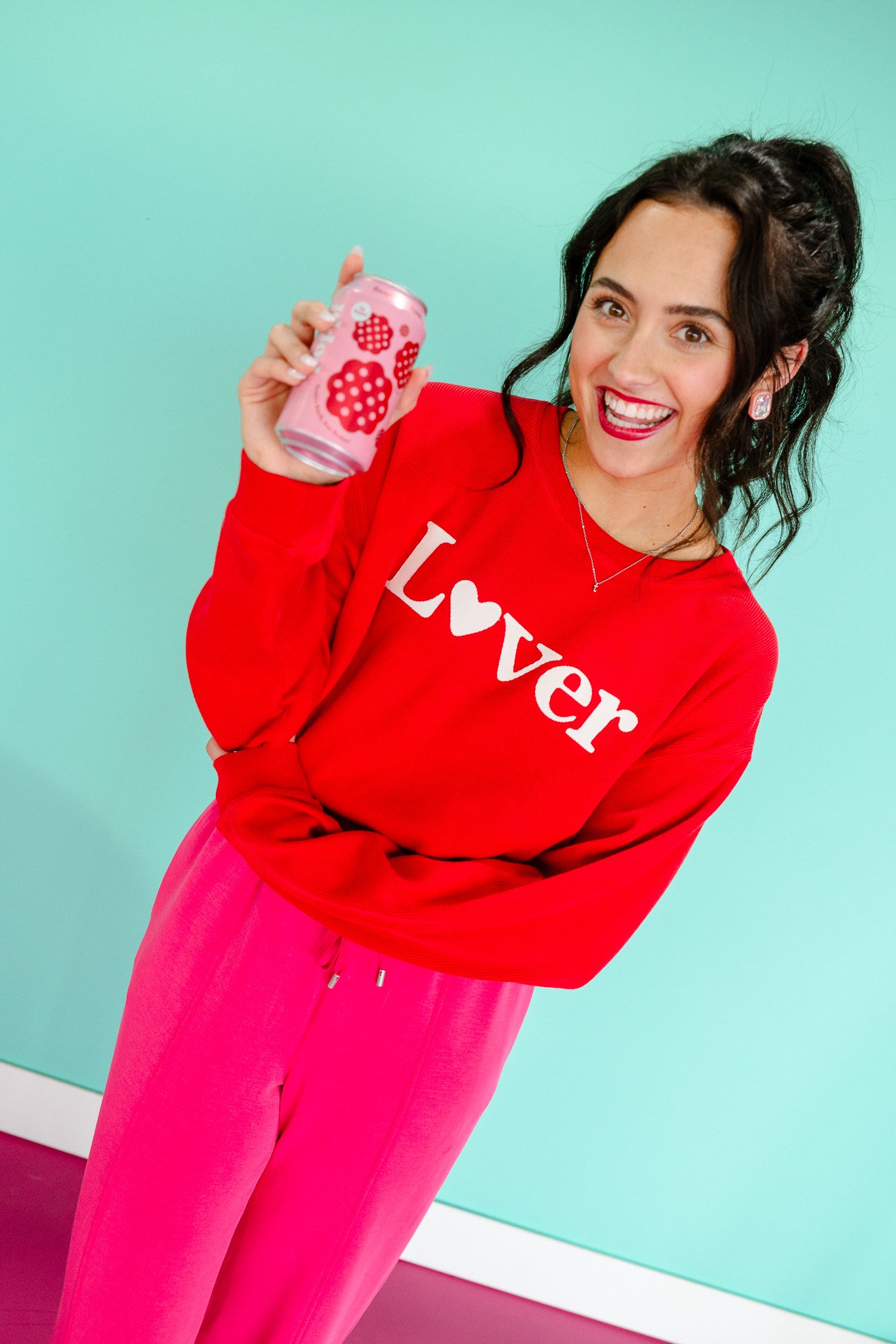 Lover Ribbed Sweatshirt - Cool Red