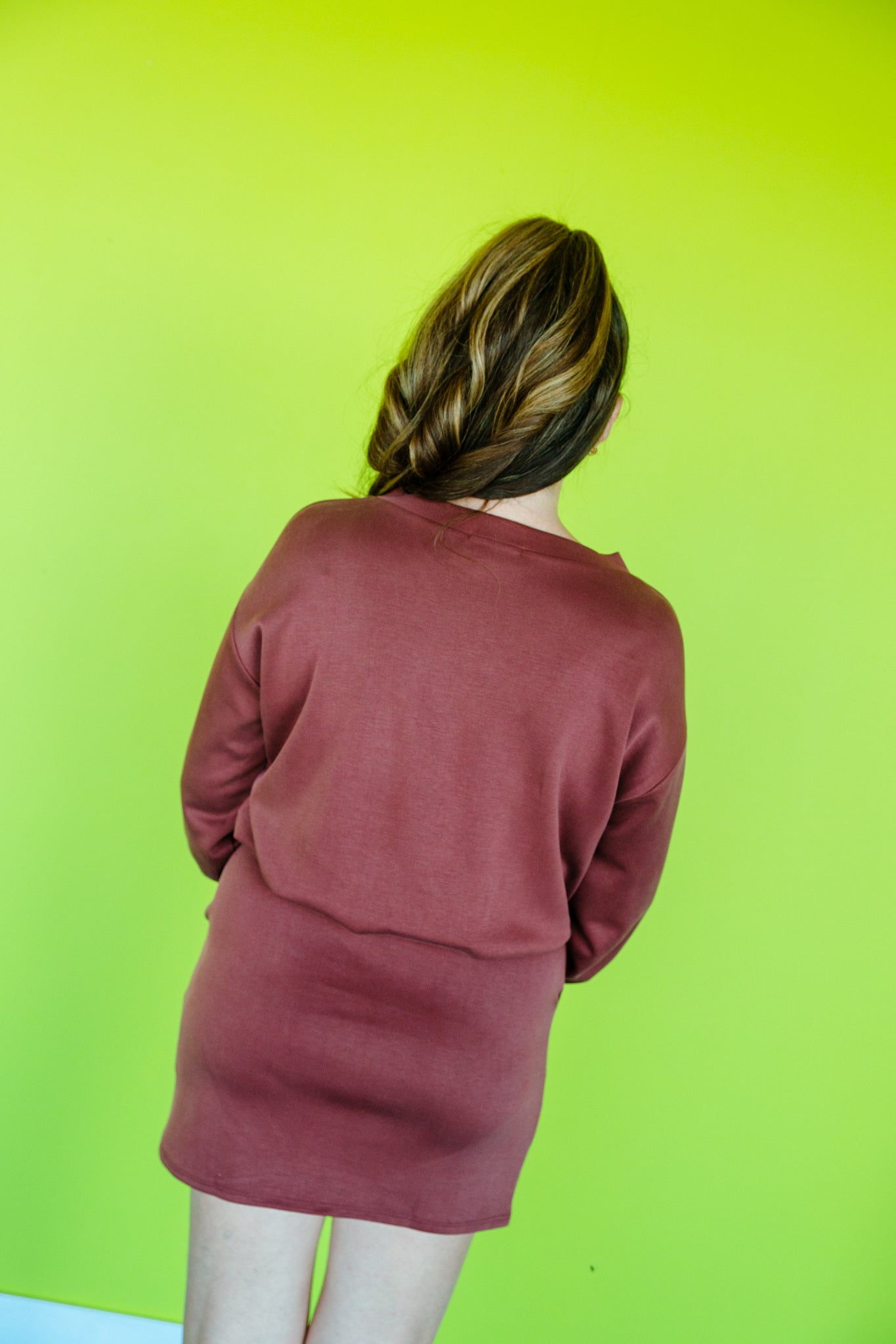 Tayla Bubble Hem Top and Mini Skirt Set - Warm Burgundy