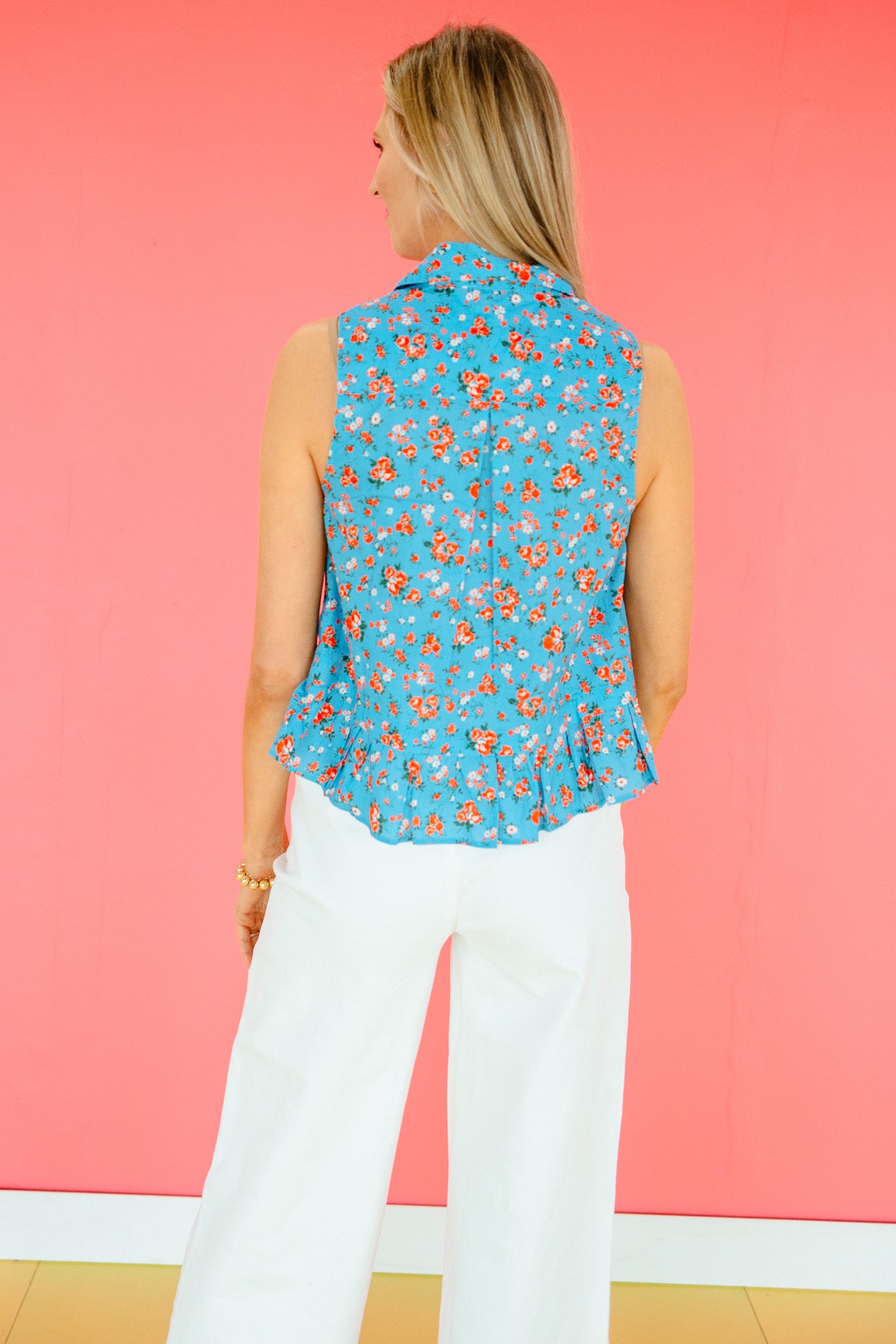 Margo Floral Tank - Turquoise + Geranium