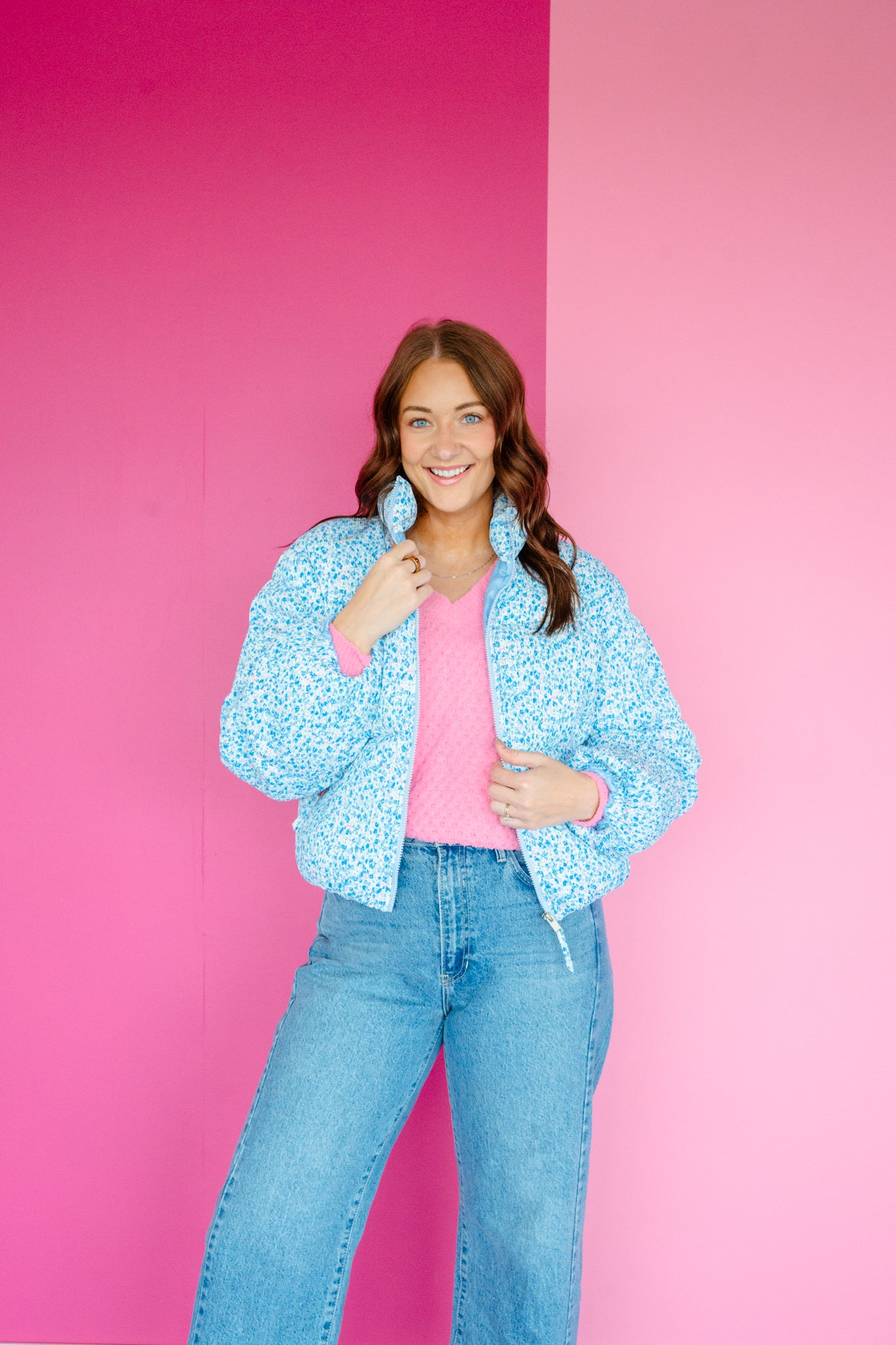 Kiki Puffer Jacket - Sky Blue + Delph