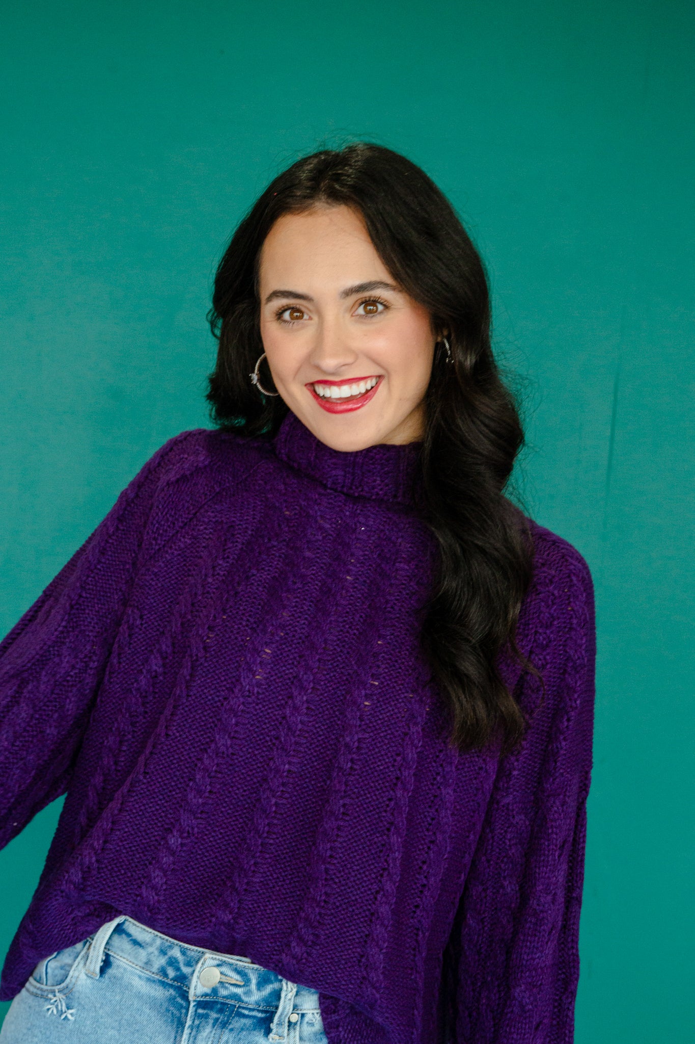 Eloise Knit Turtleneck Sweater - Purple