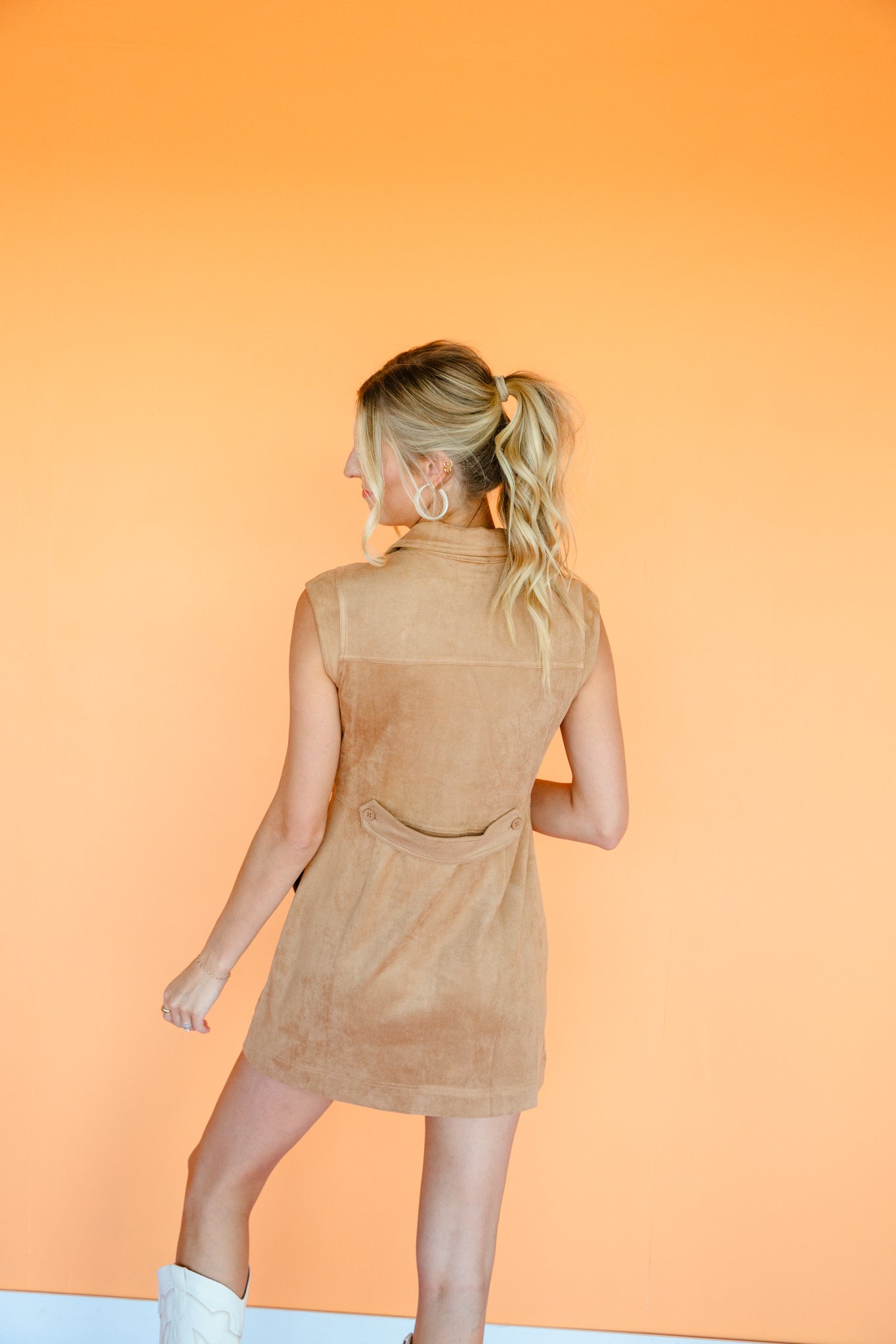 Isabelle Faux Suede Mini Dress - Camel