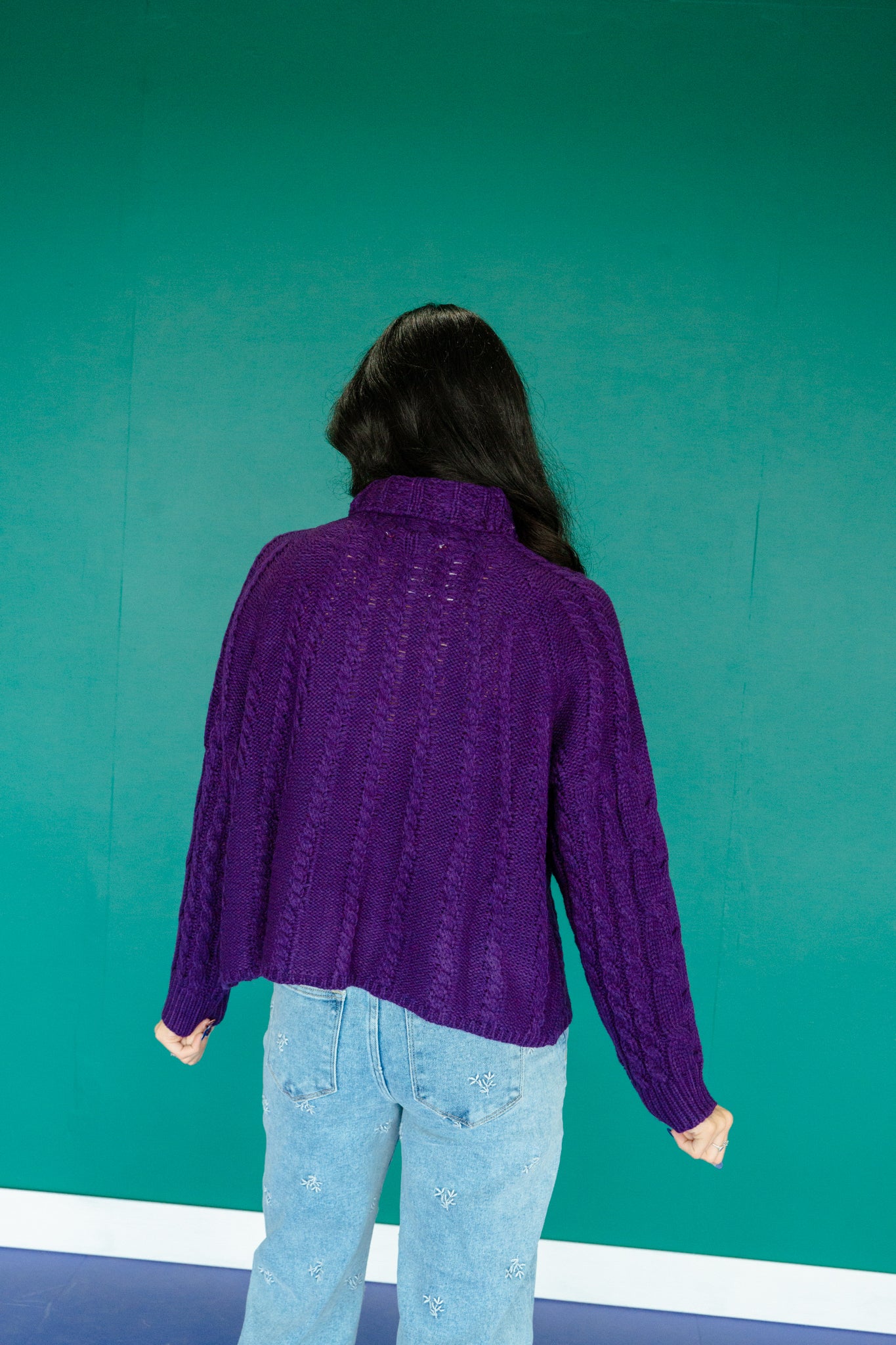 Eloise Knit Turtleneck Sweater - Purple