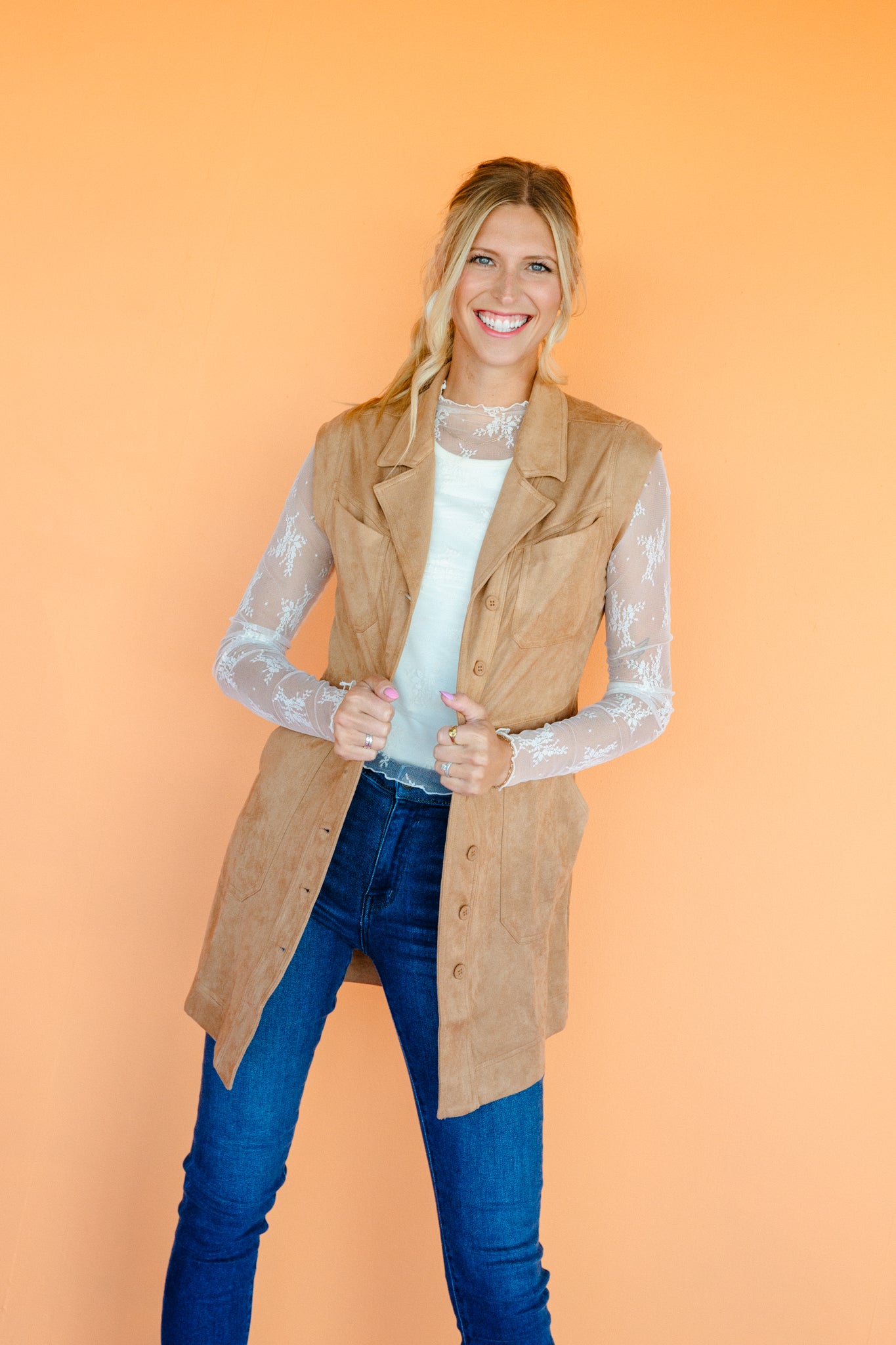 Isabelle Faux Suede Mini Dress - Camel