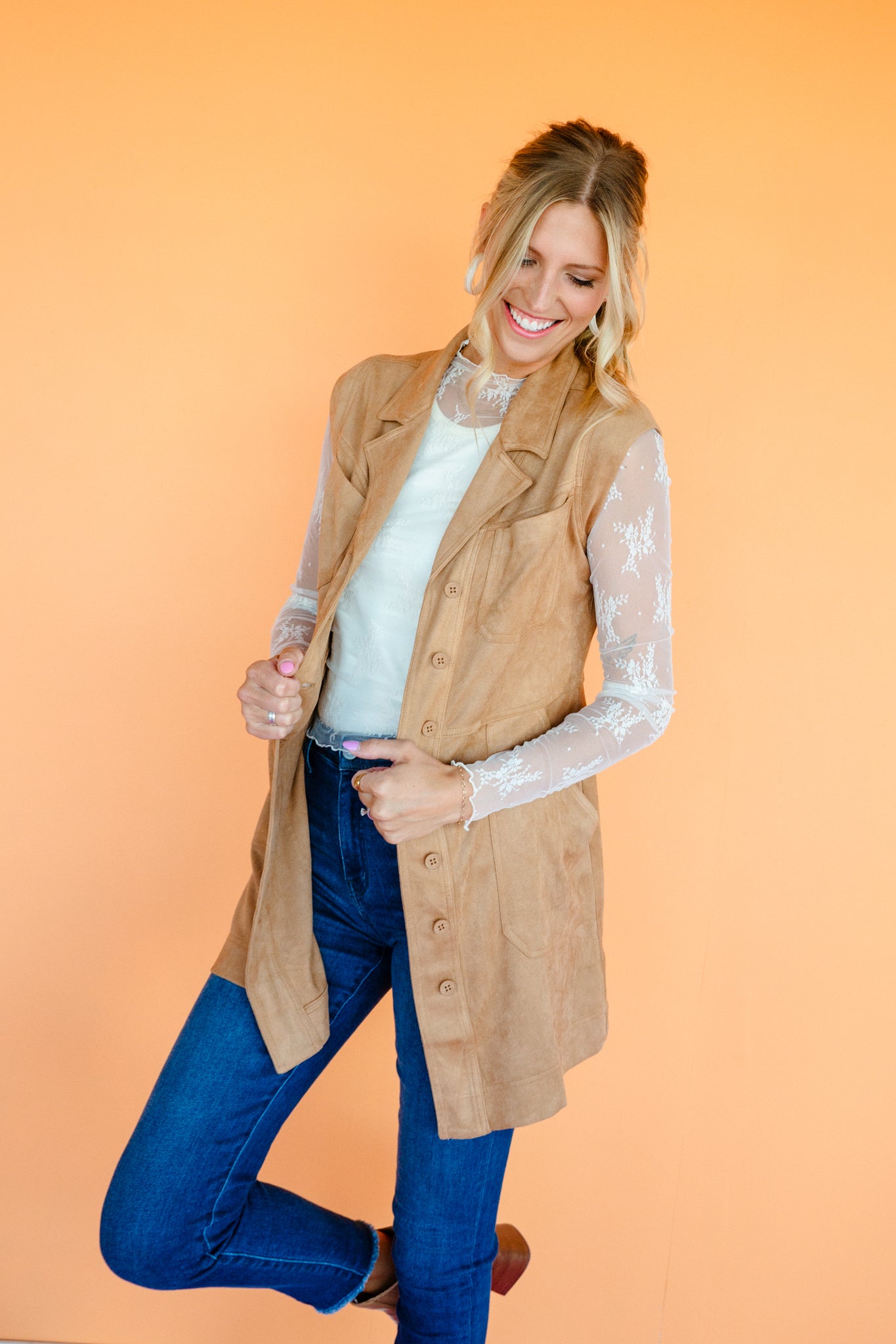 Isabelle Faux Suede Mini Dress - Camel