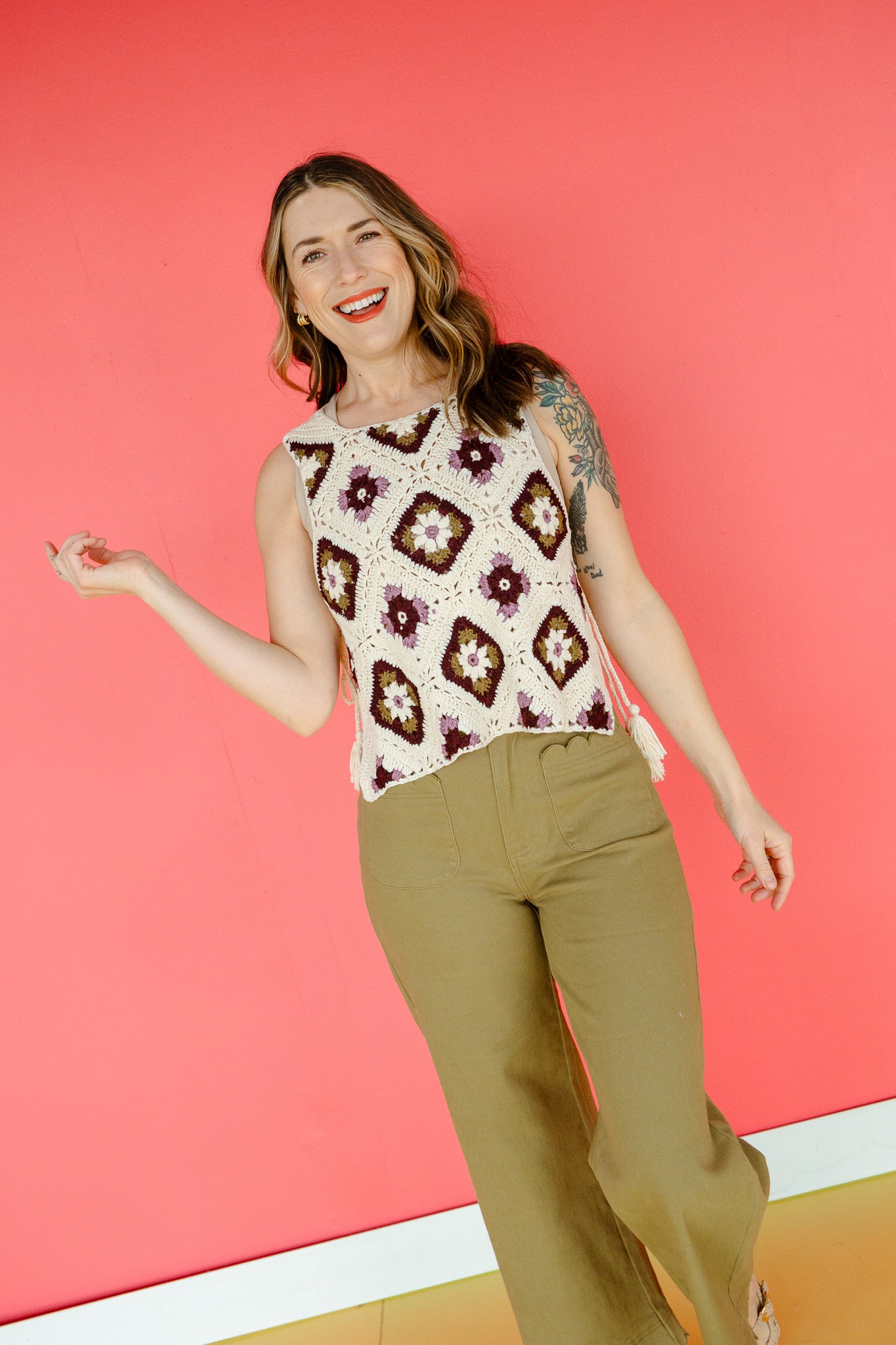 Lorainne Crochet Tassel Vest