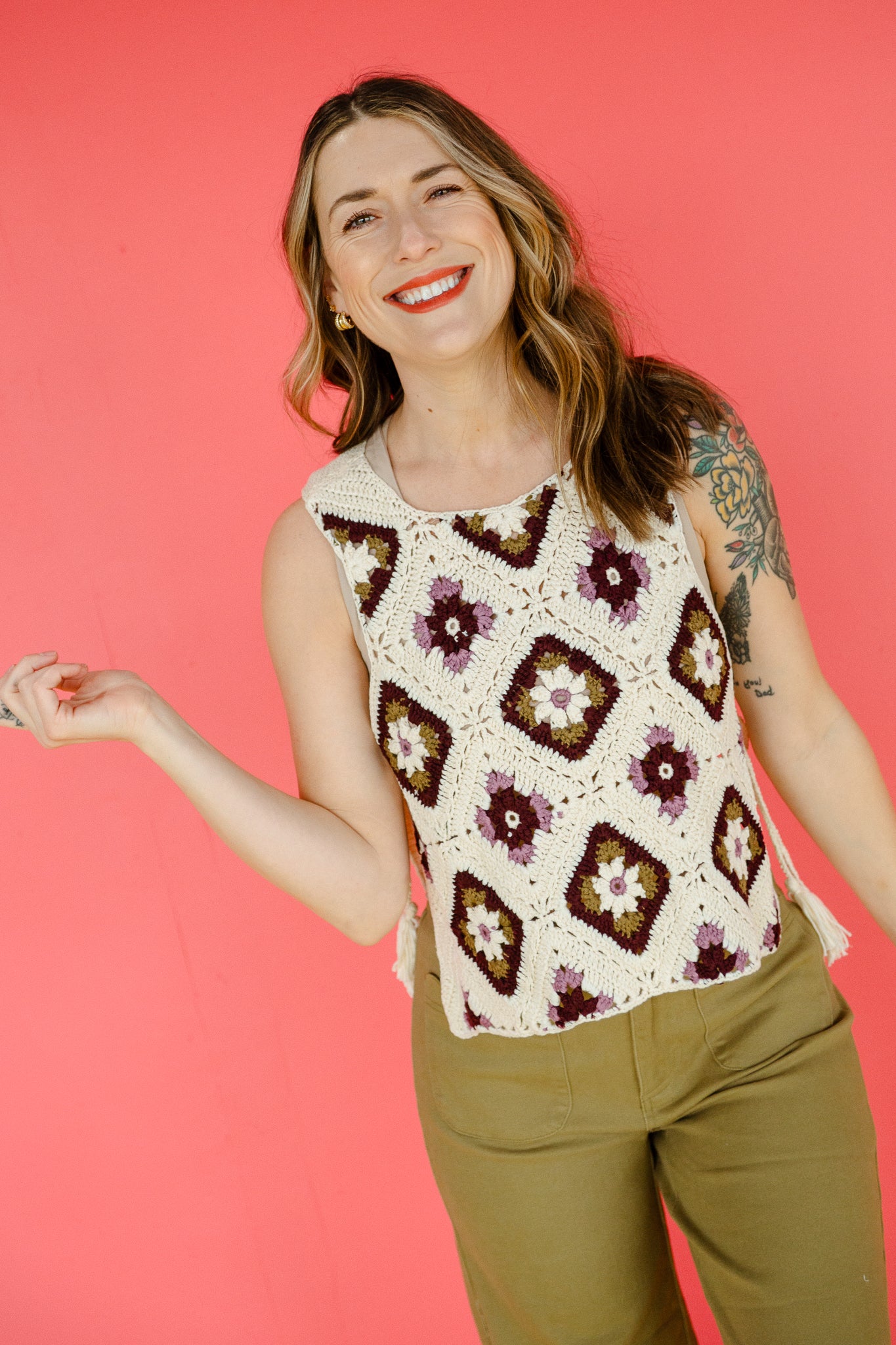 Lorainne Crochet Tassel Vest