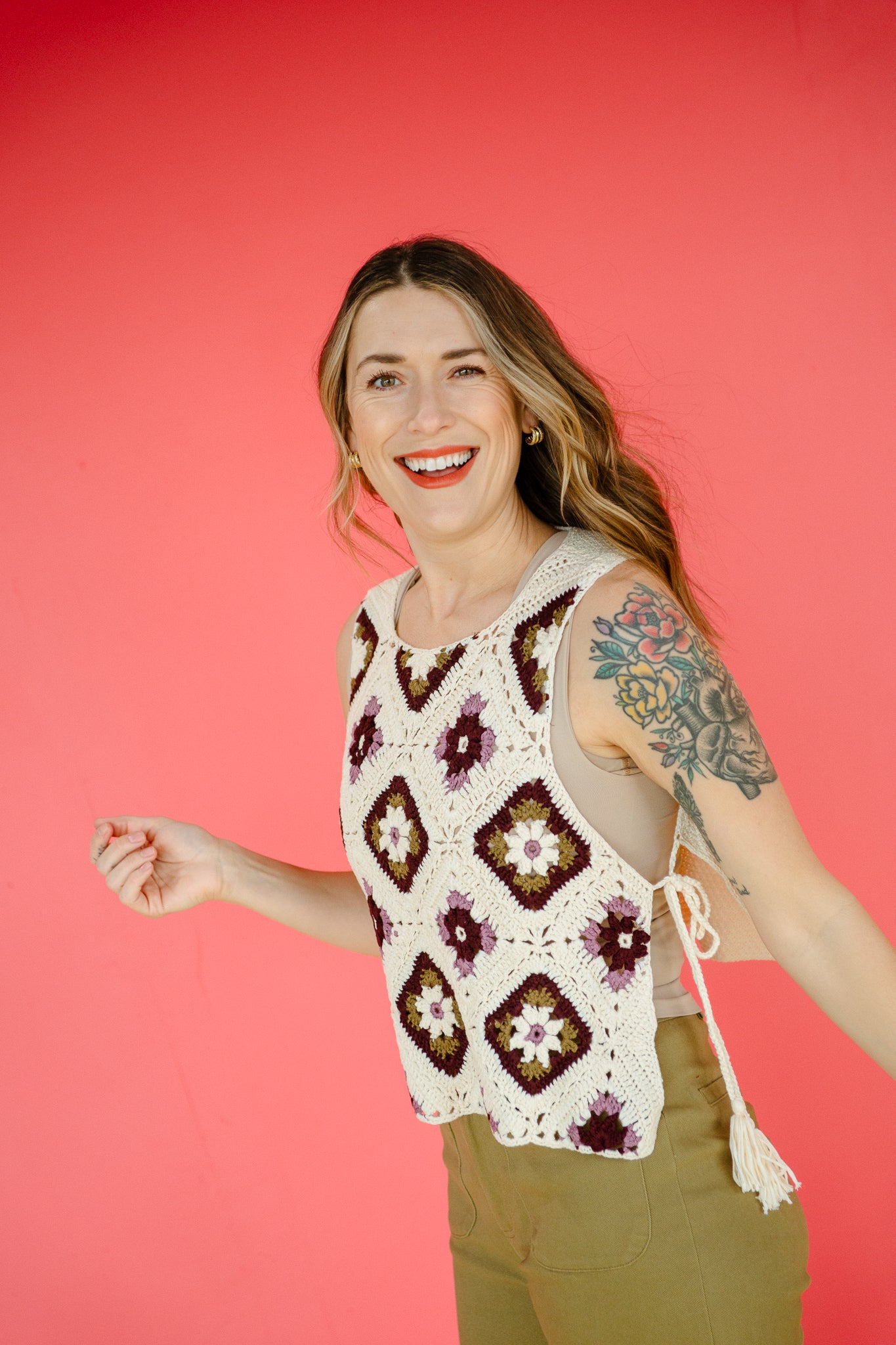 Lorainne Crochet Tassel Vest