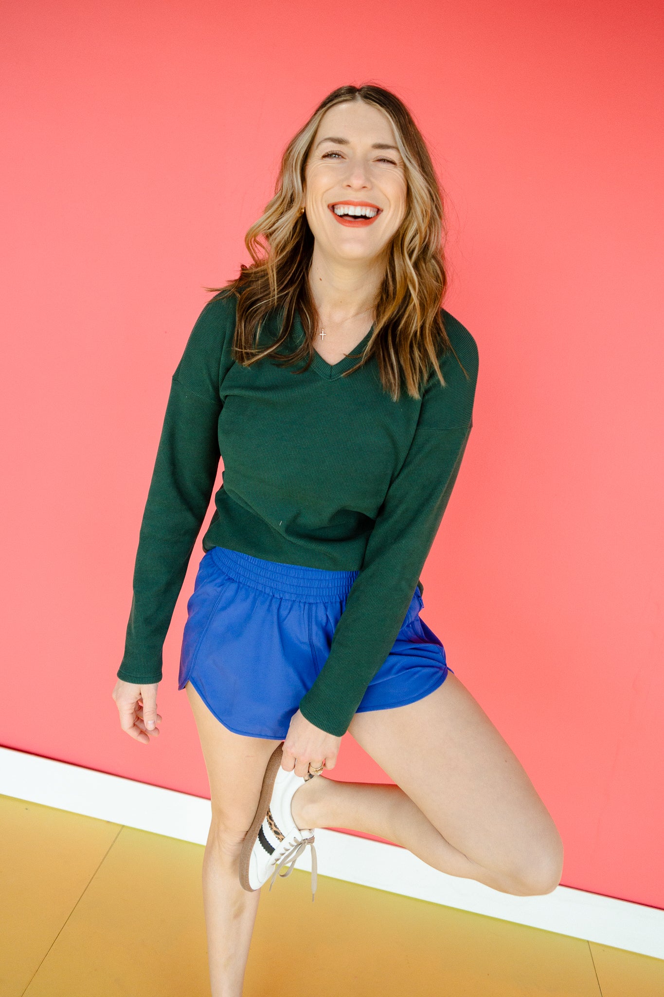 Alesha Brushed Thermal Top - Pine/Forest Green