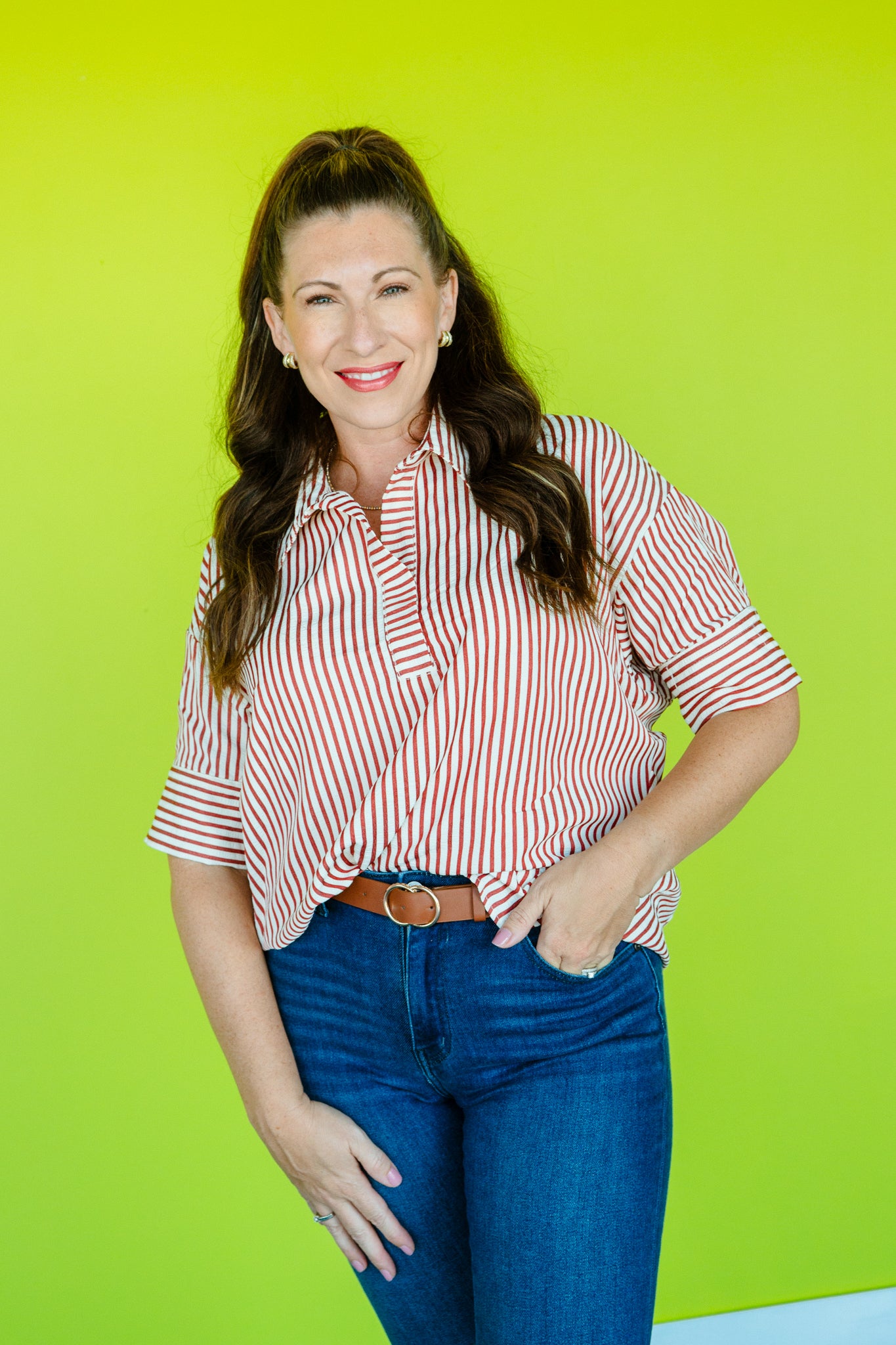 Tanner Striped Top - Rust + Oyster