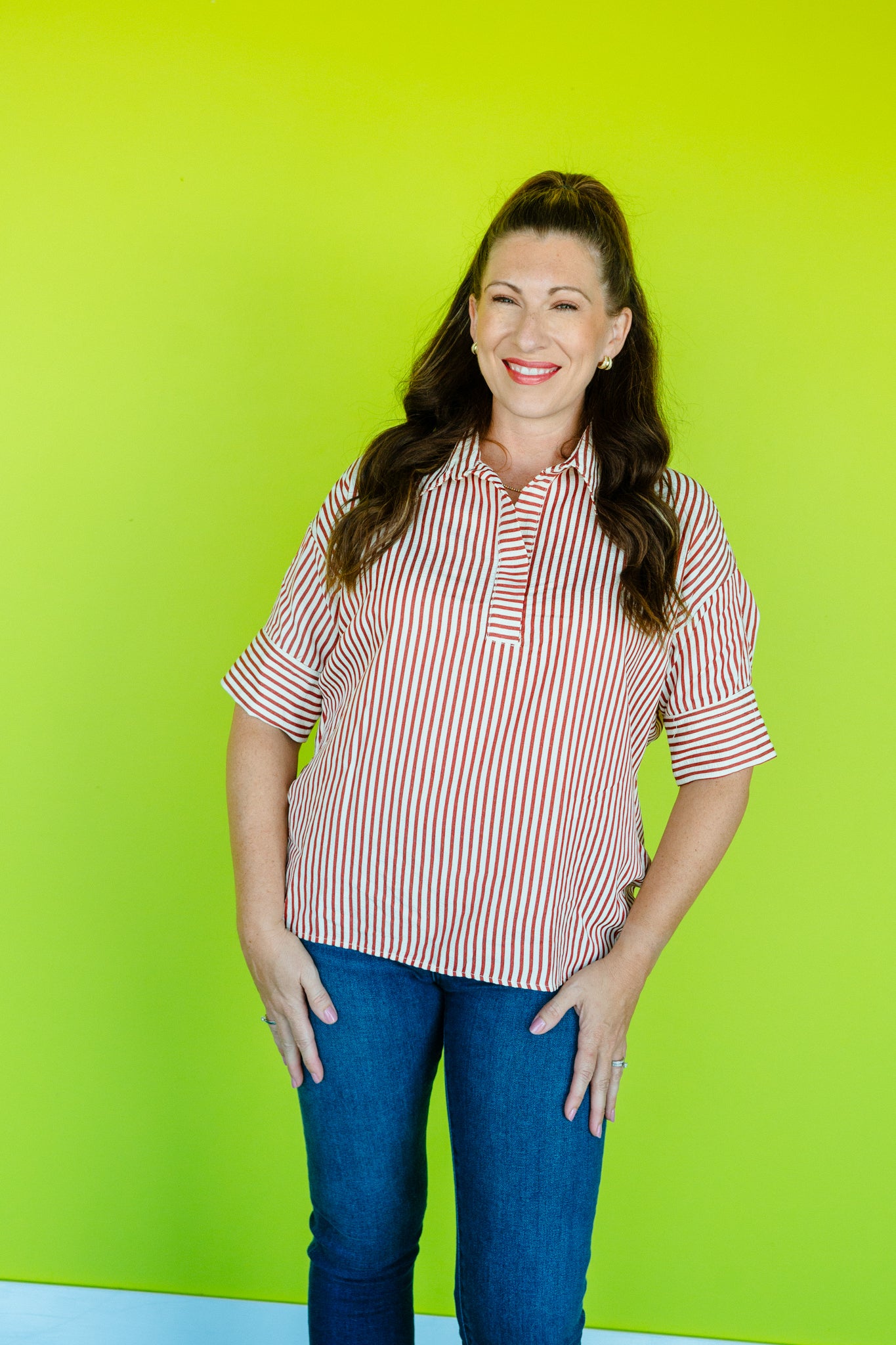 Tanner Striped Top - Rust + Oyster