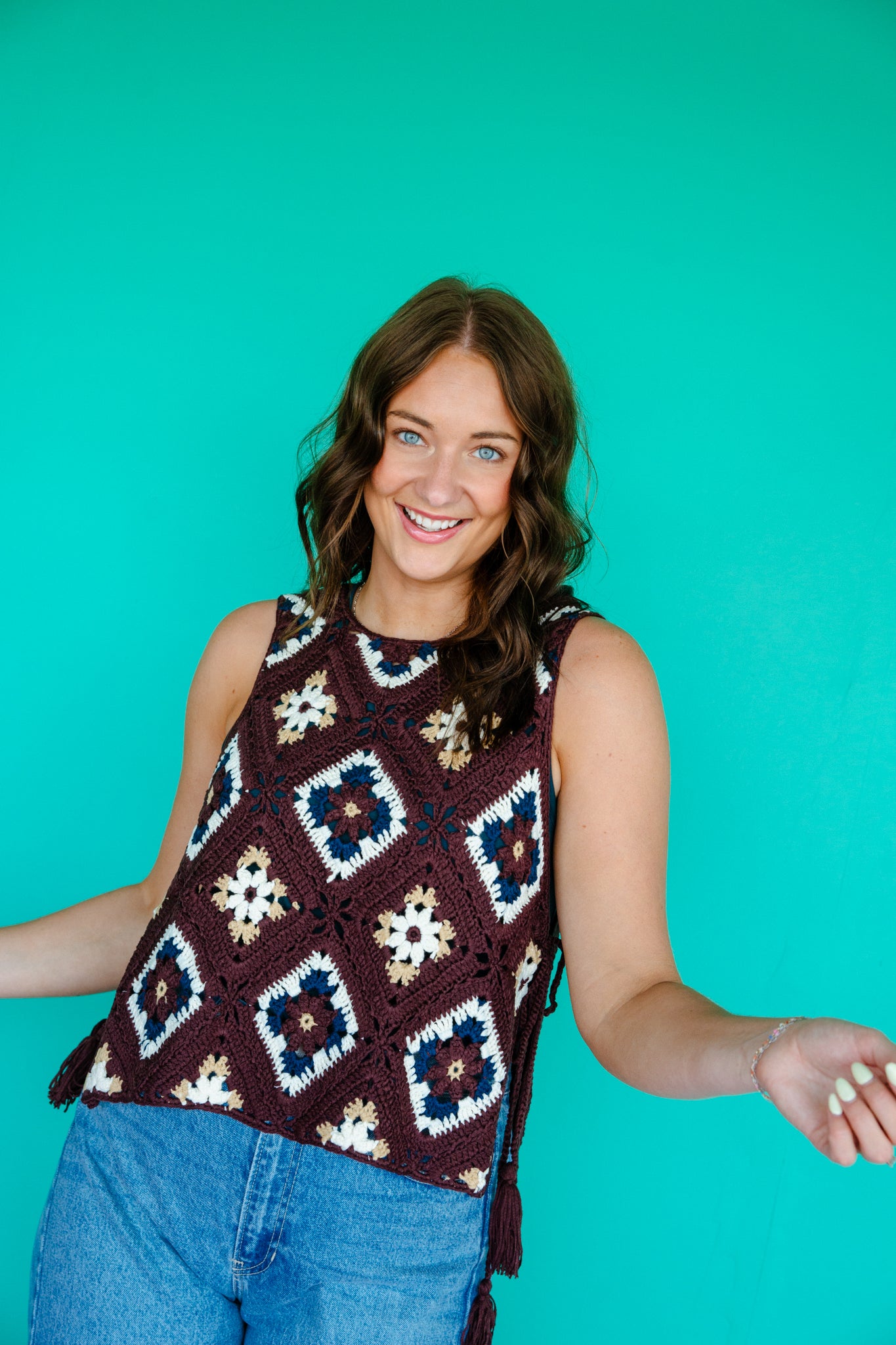 Lorainne Crochet Tassel Vest