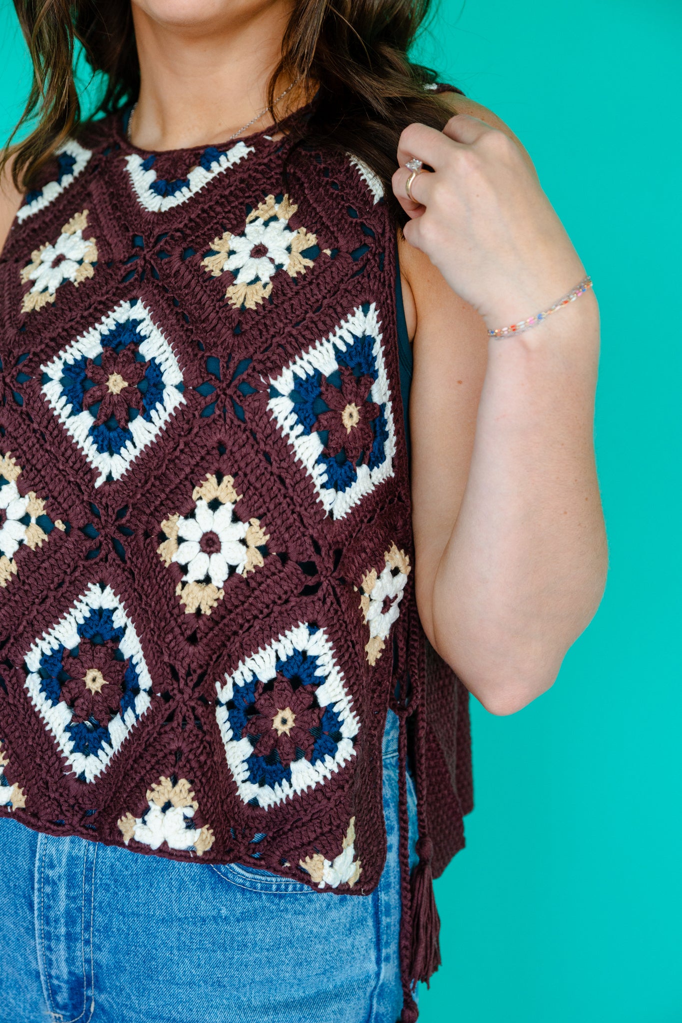 Lorainne Crochet Tassel Vest