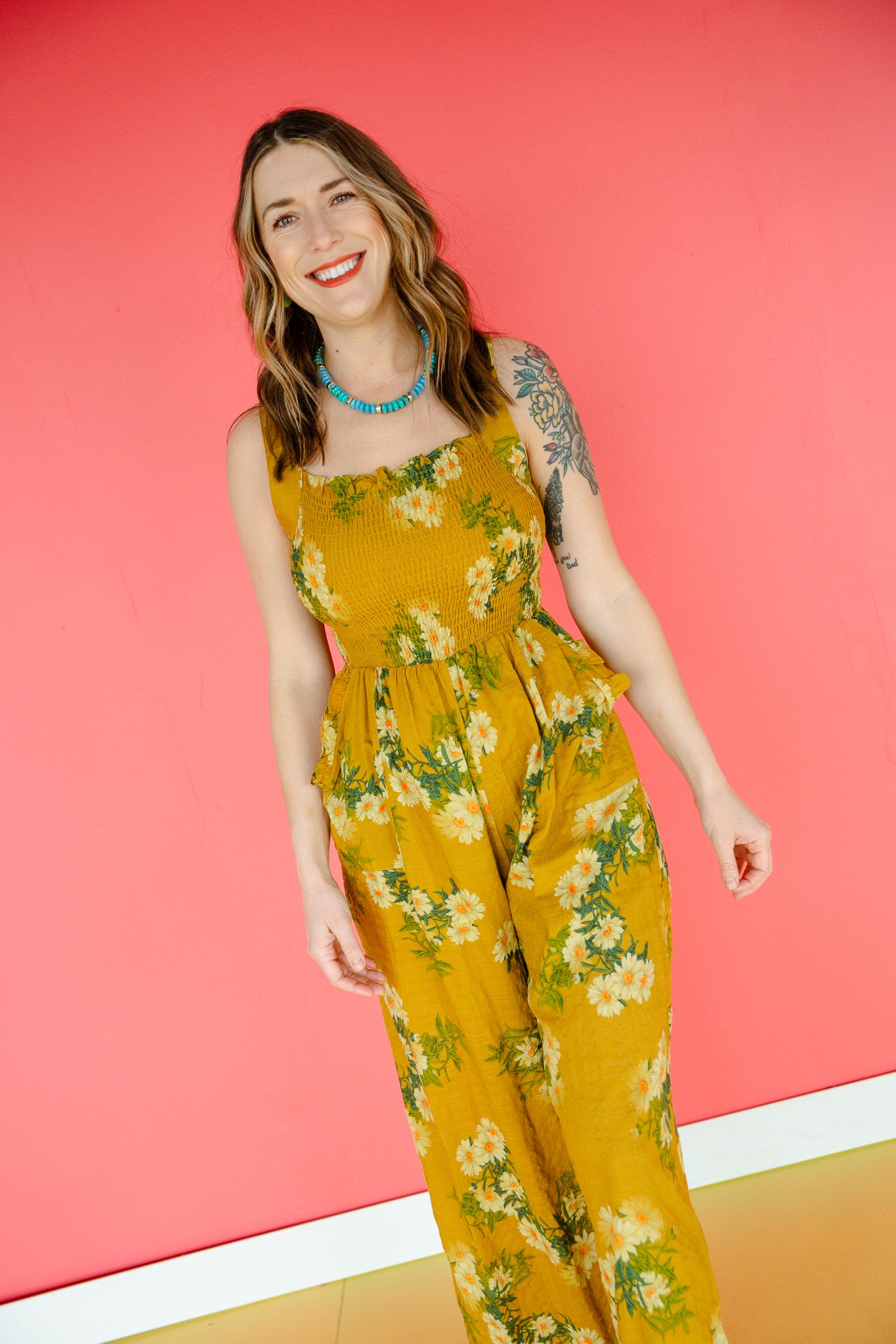 Millie Floral Printed Jumpsuit - Moss + Mustard