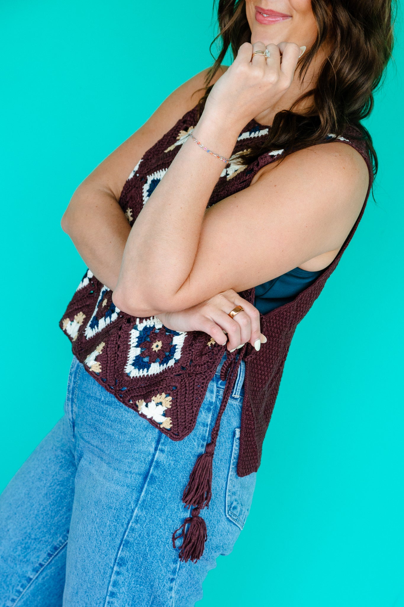 Lorainne Crochet Tassel Vest