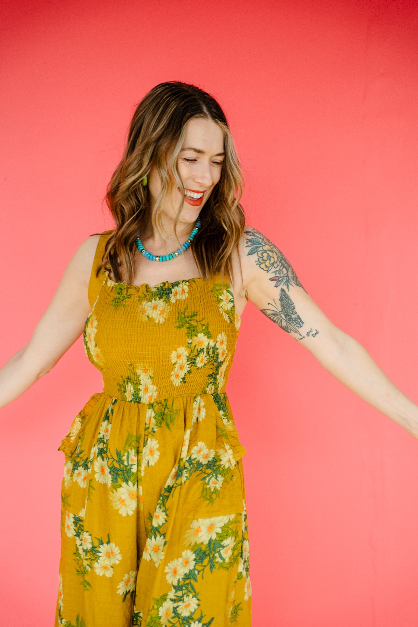 Millie Floral Printed Jumpsuit - Moss + Mustard