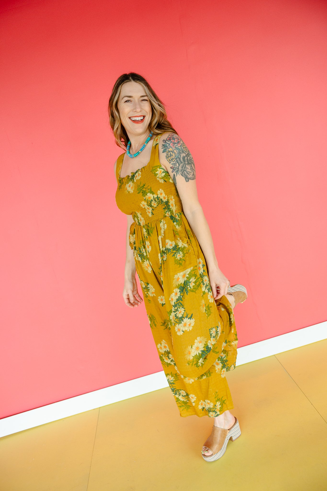 Millie Floral Printed Jumpsuit - Moss + Mustard