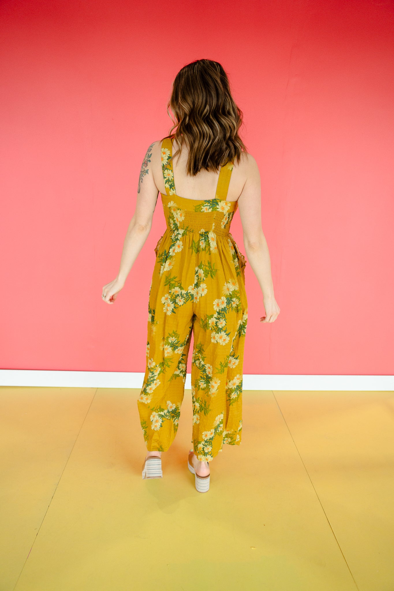 Millie Floral Printed Jumpsuit - Moss + Mustard