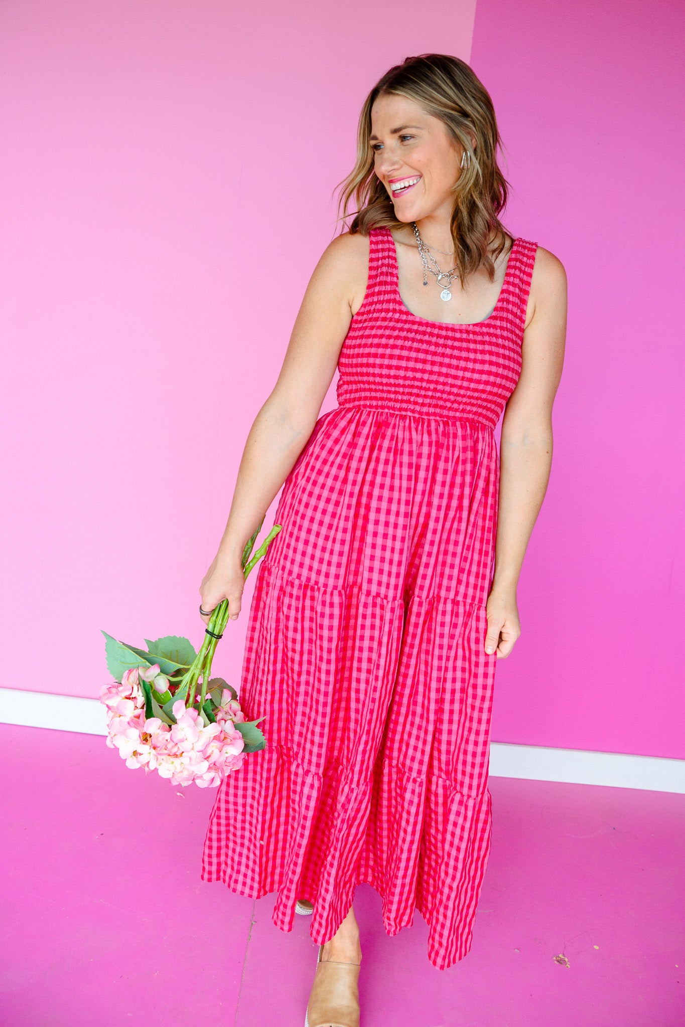 Marleigh Smocked Maxi Dress - Cool Pink