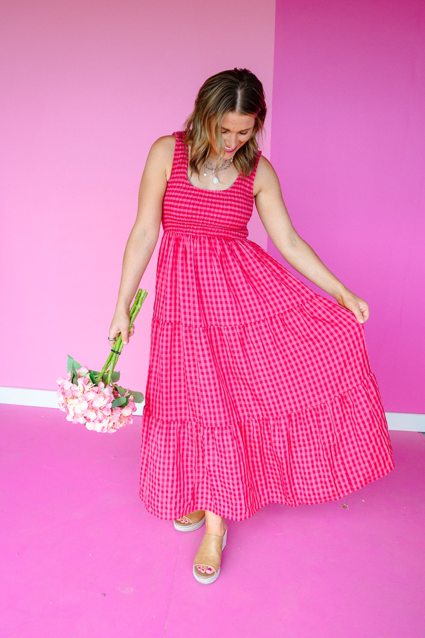 Marleigh Smocked Maxi Dress - Cool Pink