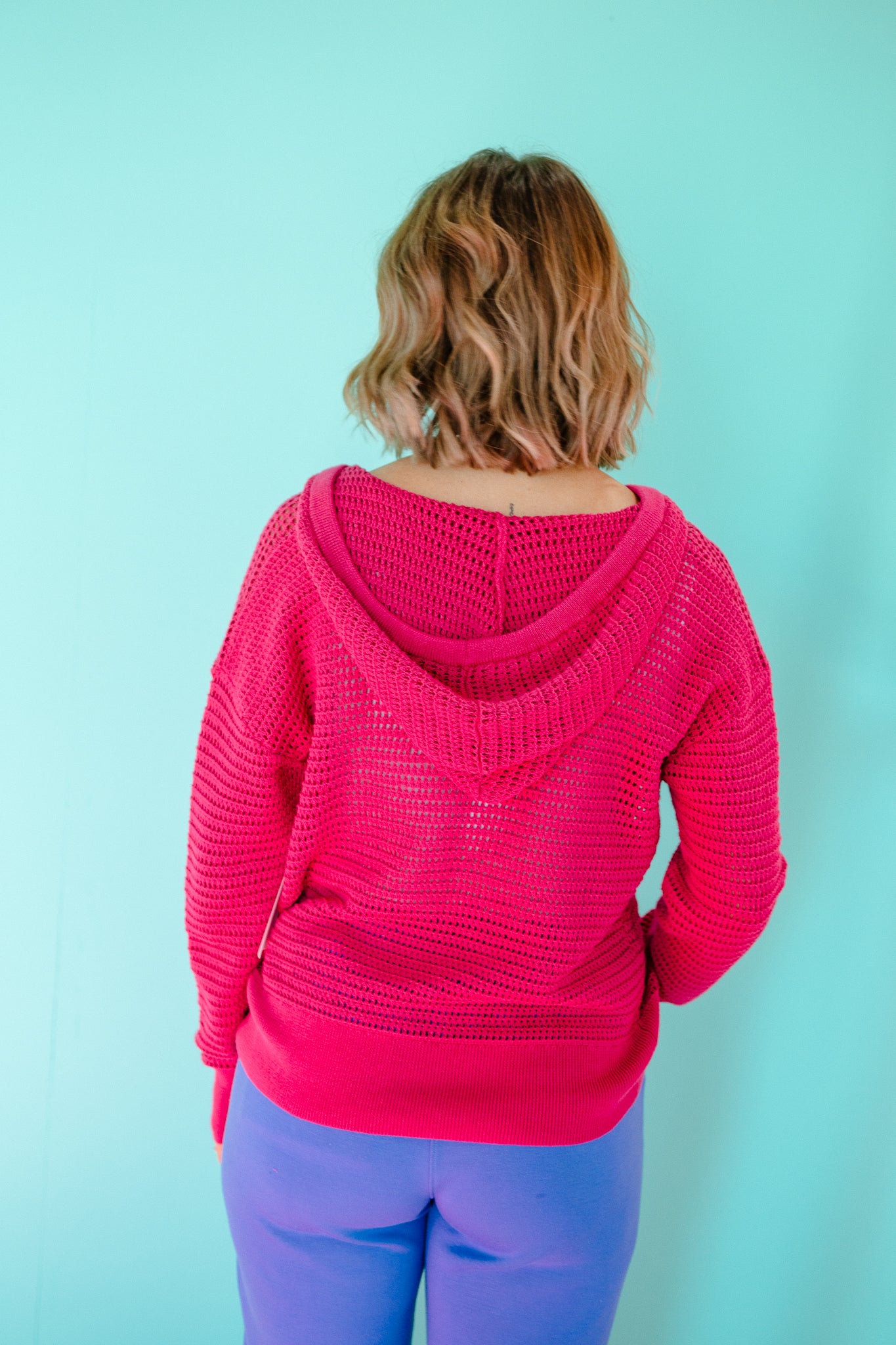 Vivian Crochet Hoodie and Short Set - Berry