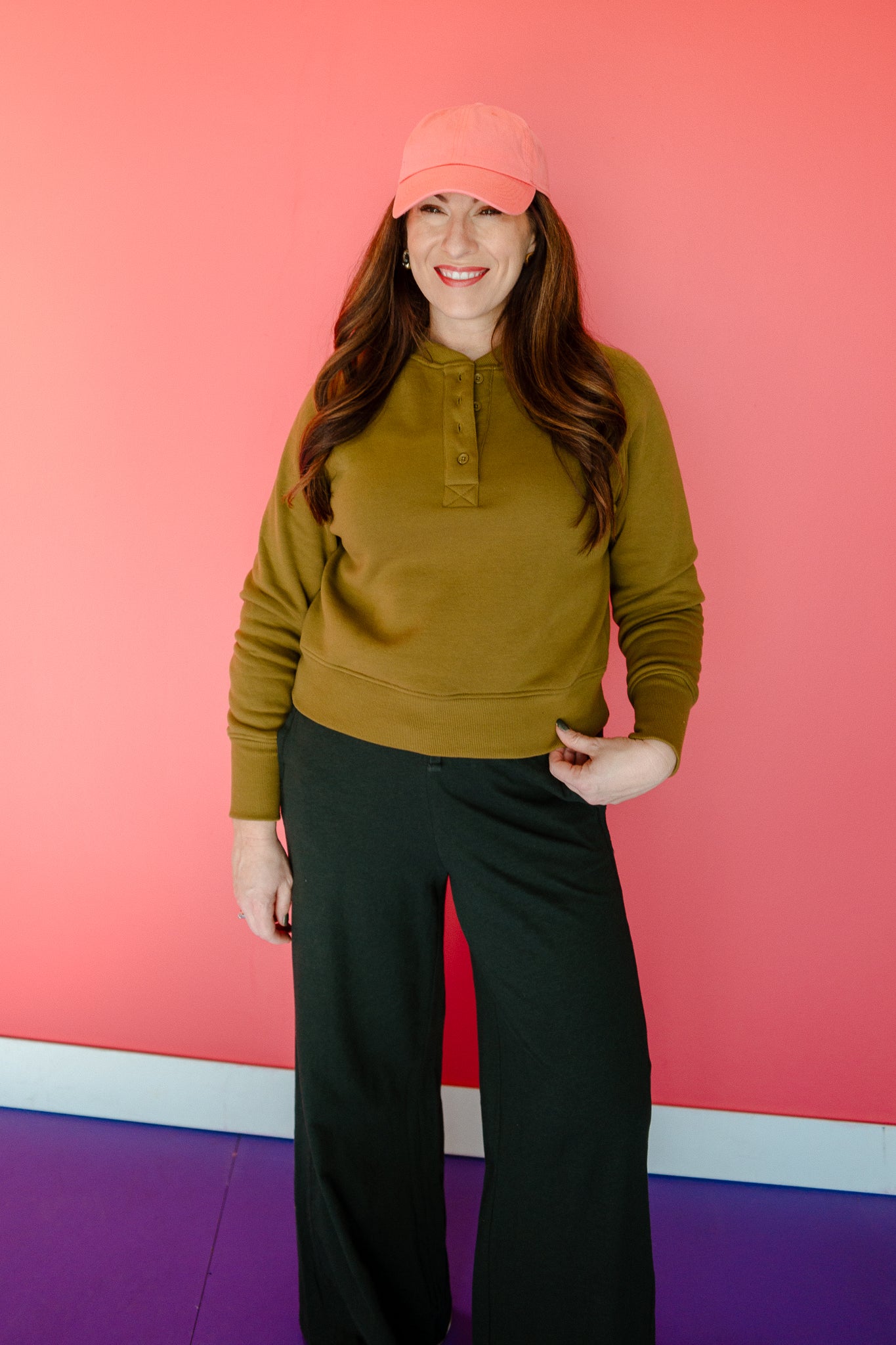 Talia Quarter Button Up - Moss Green