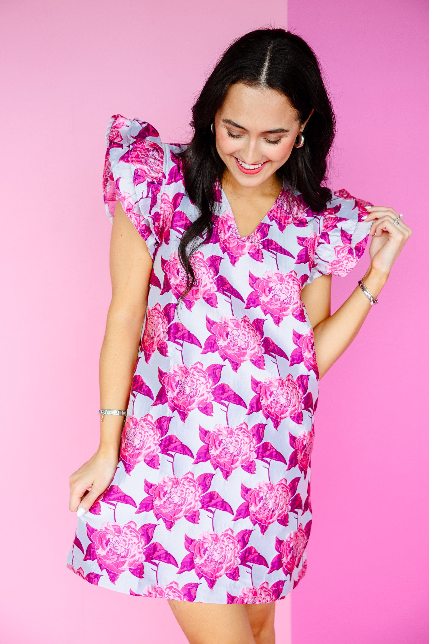 Fancy That Floral Mini Dress - Plum + Amethyst + Fuschia