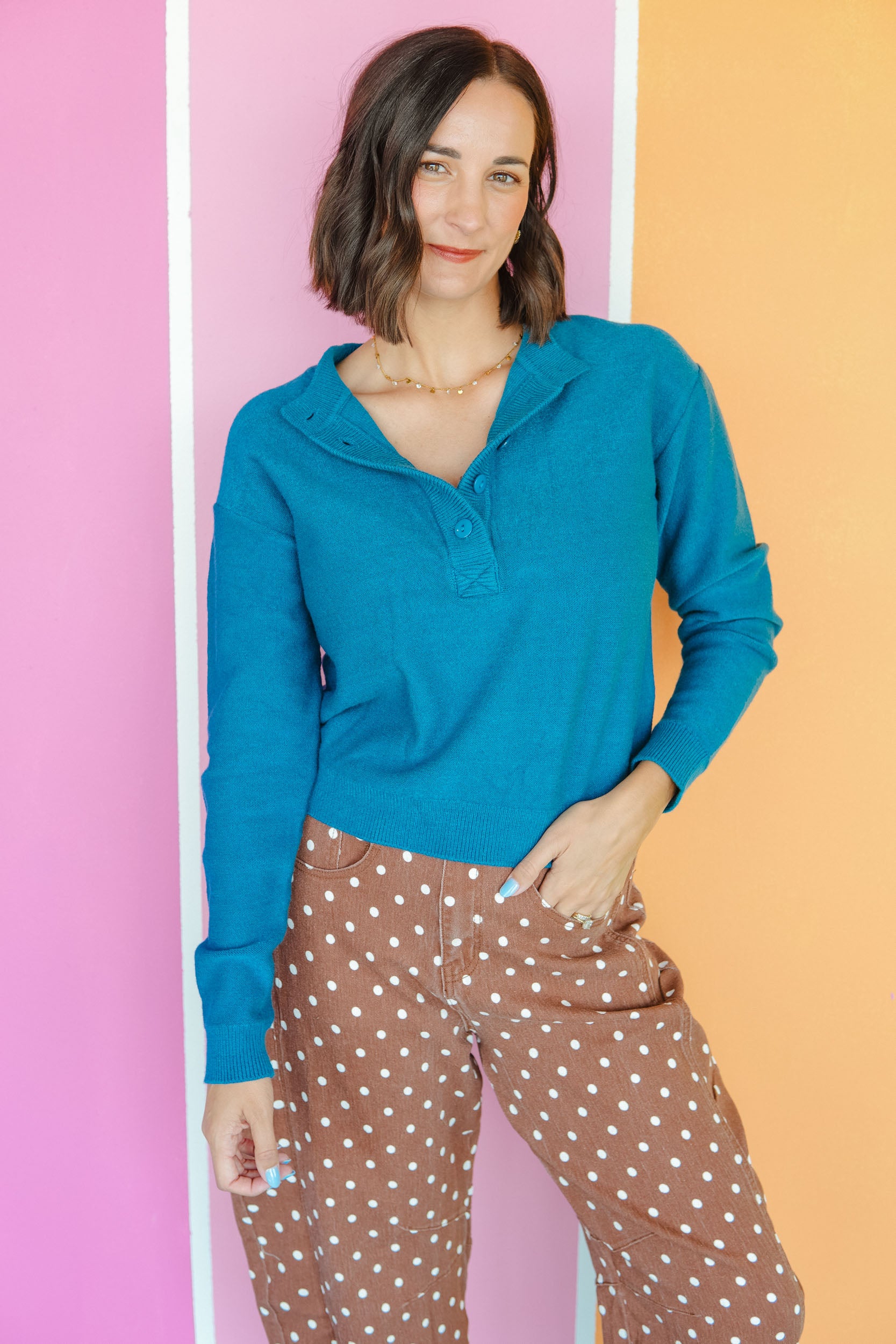 [Ellevate Basic] Nevada Revival Henley Sweater