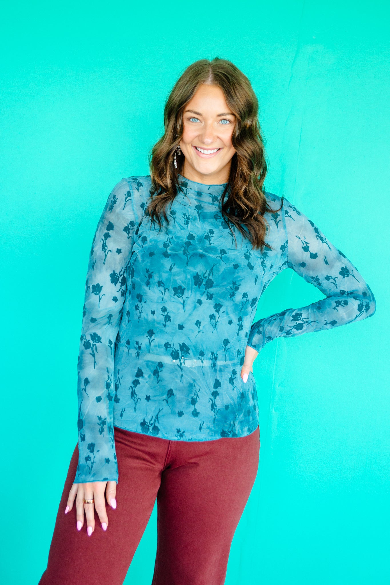 Aria Mesh Long Sleeve Top