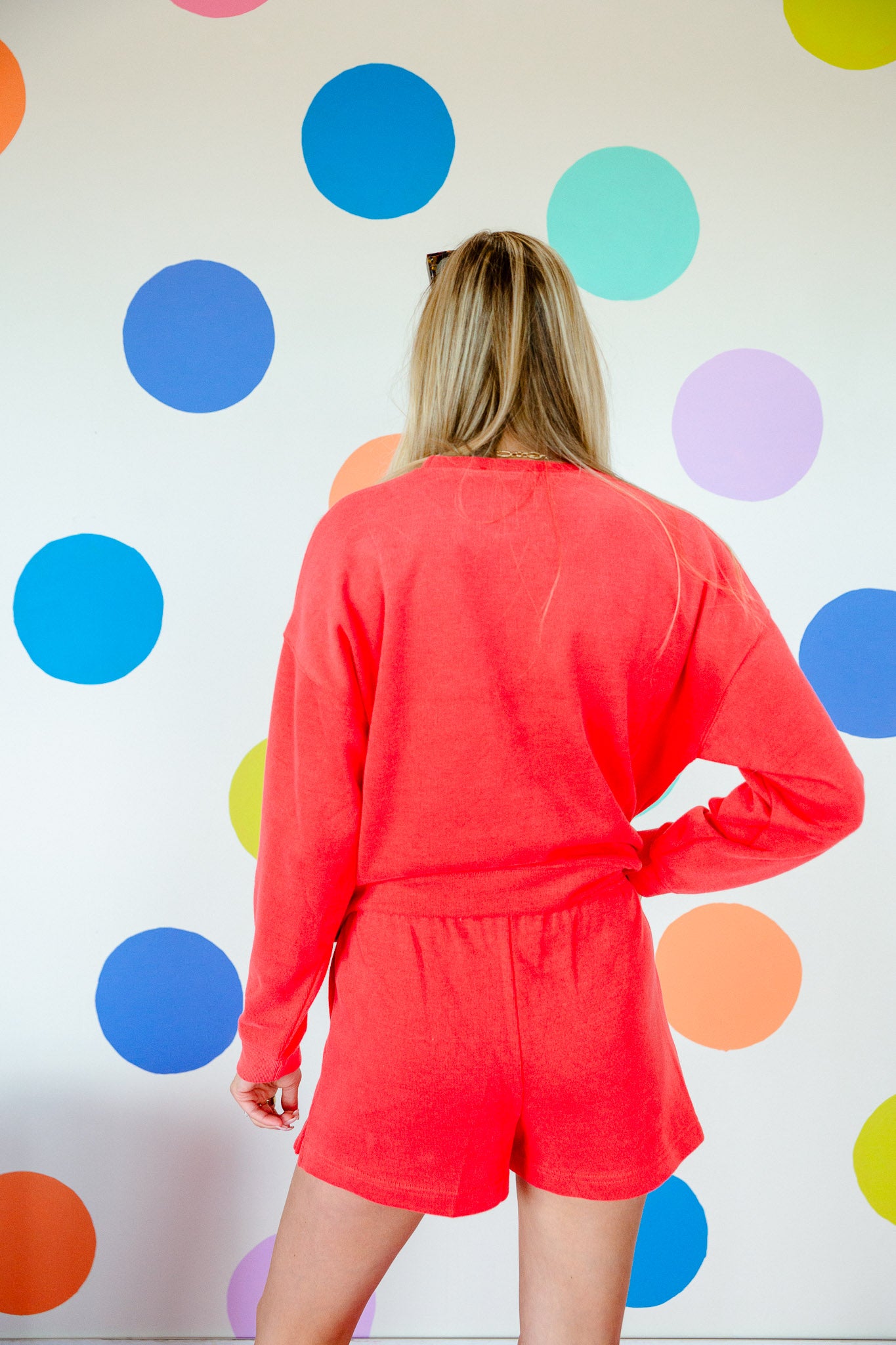 Eva Crewneck Pullover - Coral Red