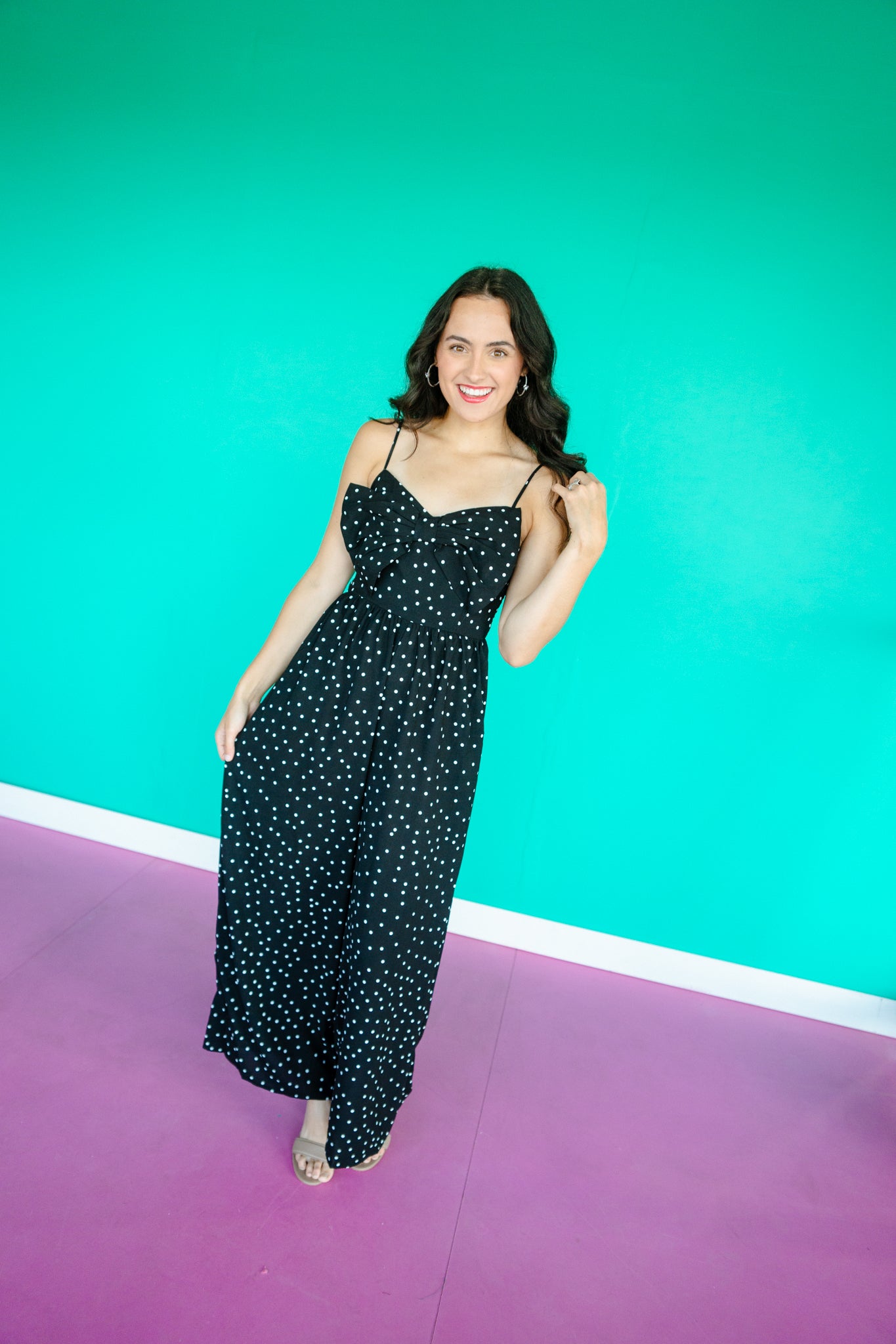 Santa Maria Polka Dot Jumpsuit - Black
