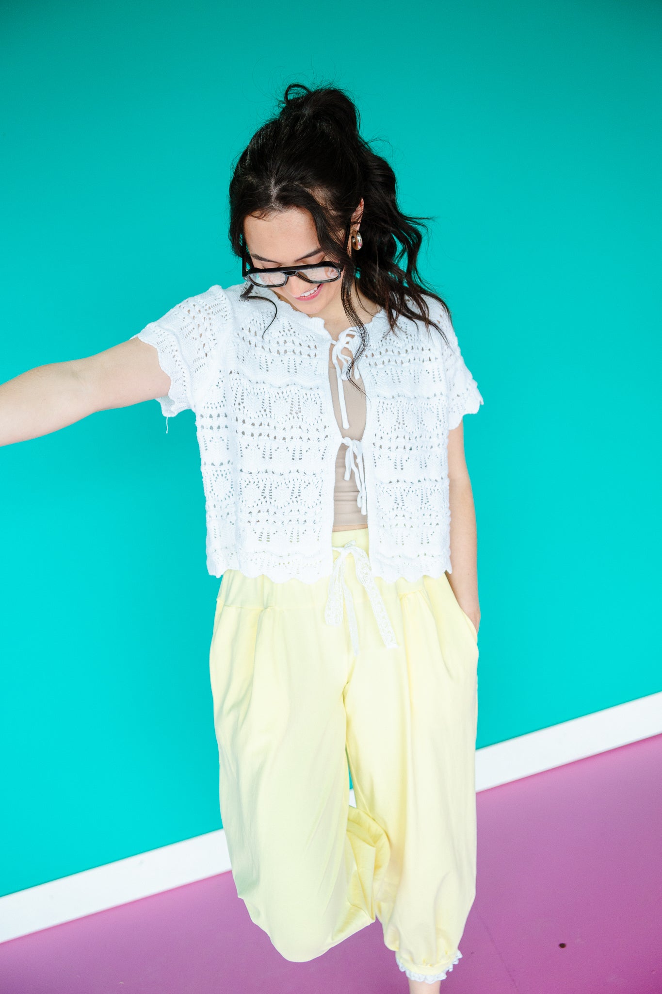 Sutton Tie Front Knit Cardigan - Cool White