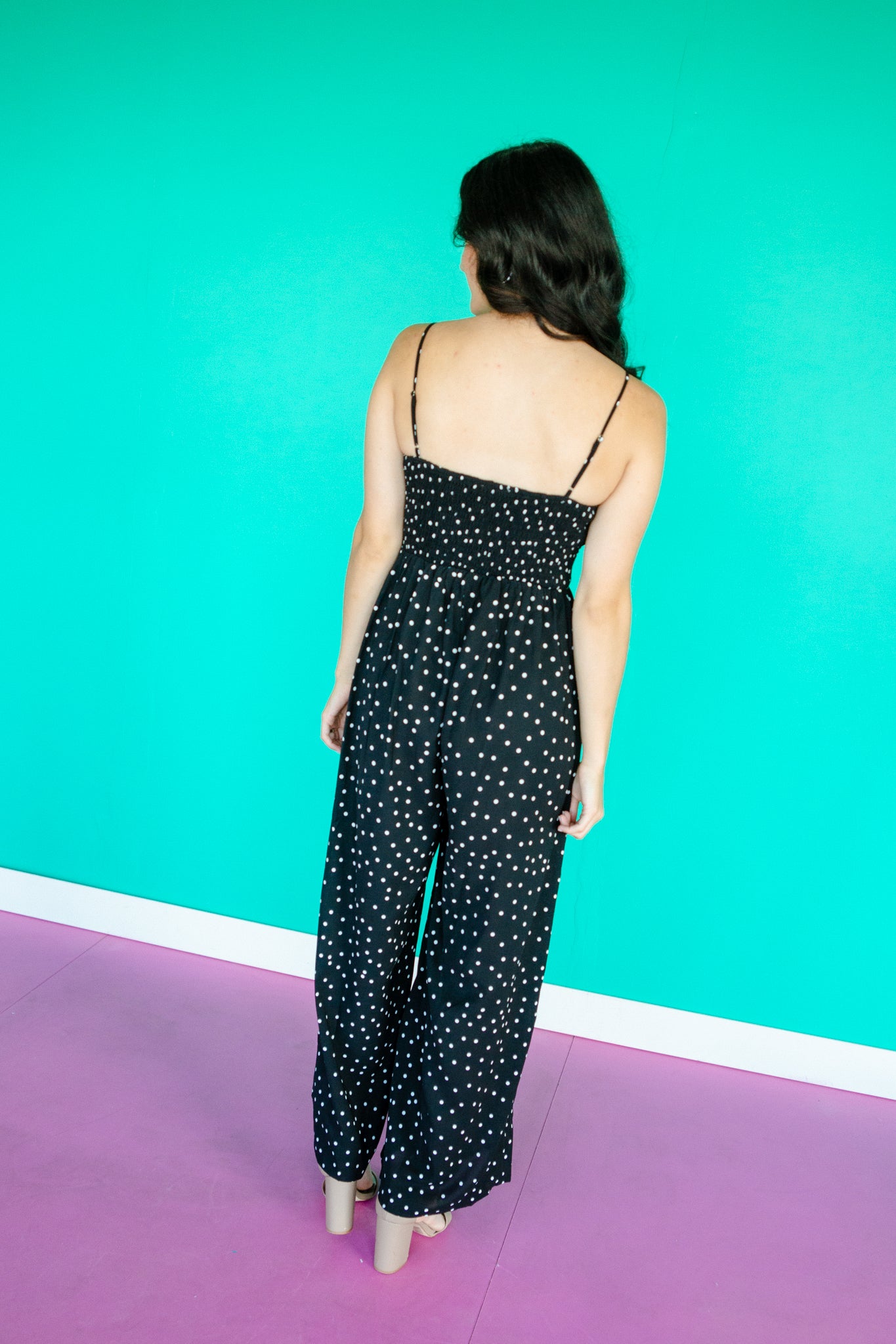 Santa Maria Polka Dot Jumpsuit - Black
