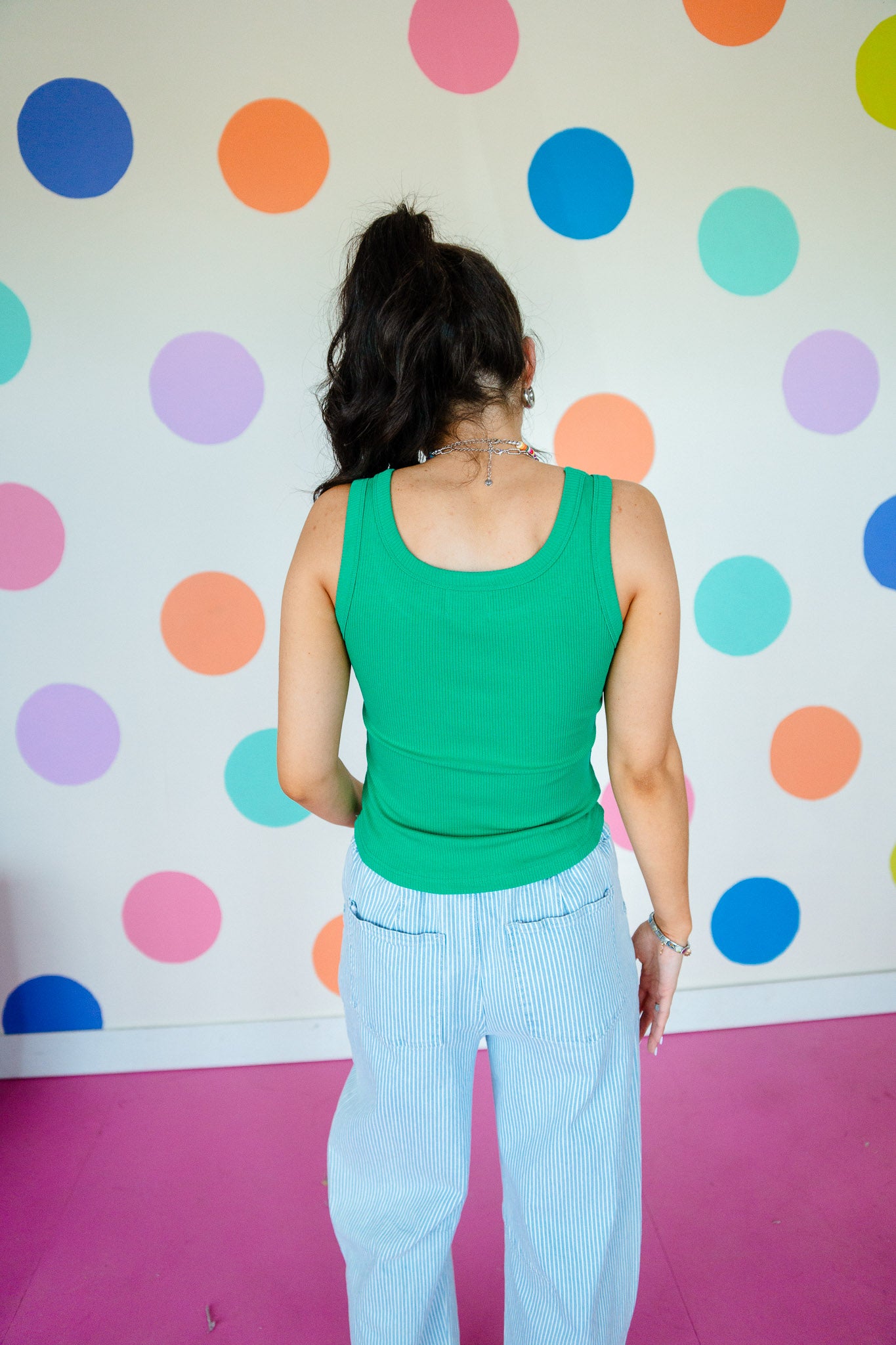 Ellison Ribbed Tank - Bright Green