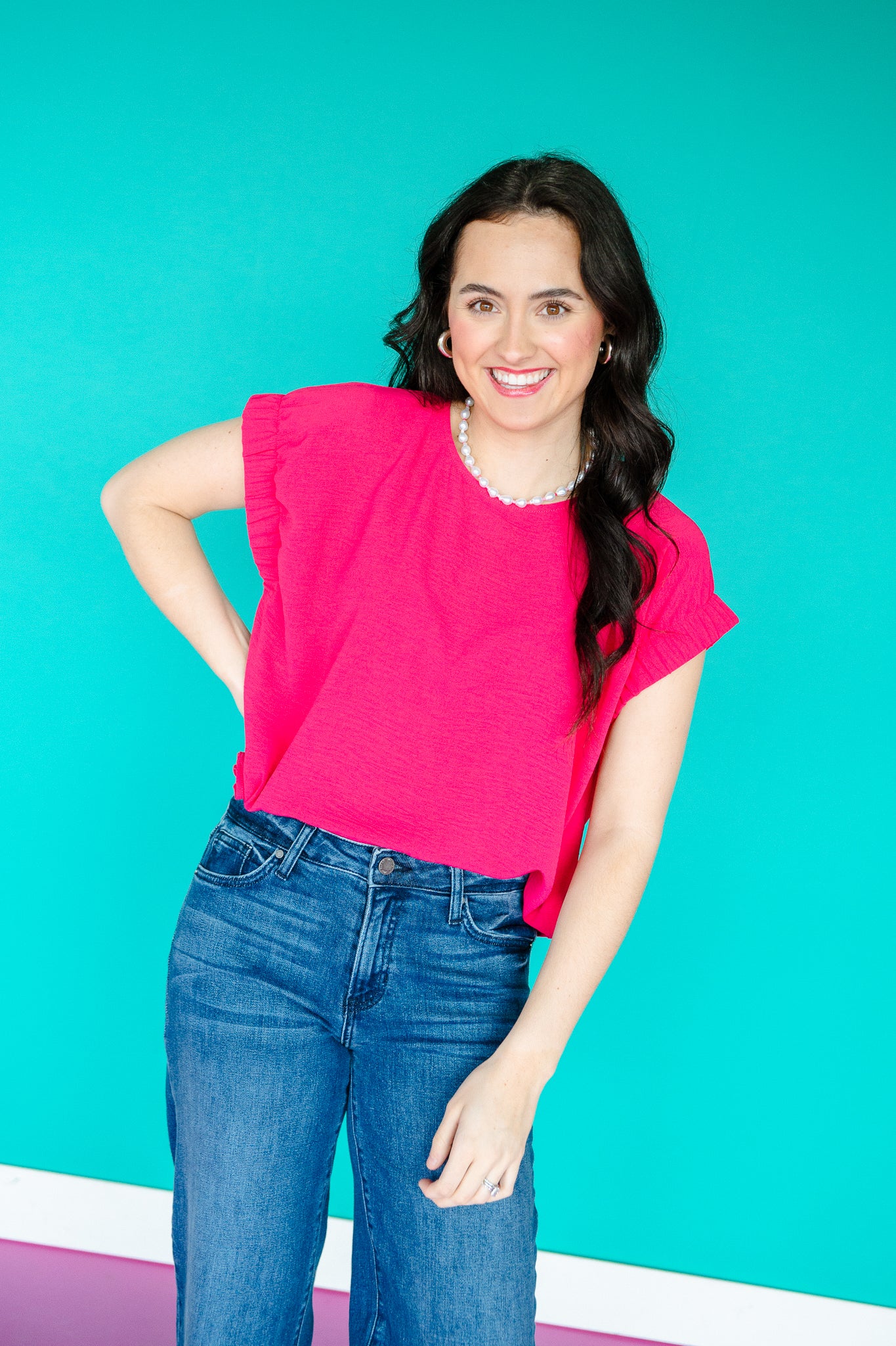 Alexis Short Sleeve Top - Bright Raspberry