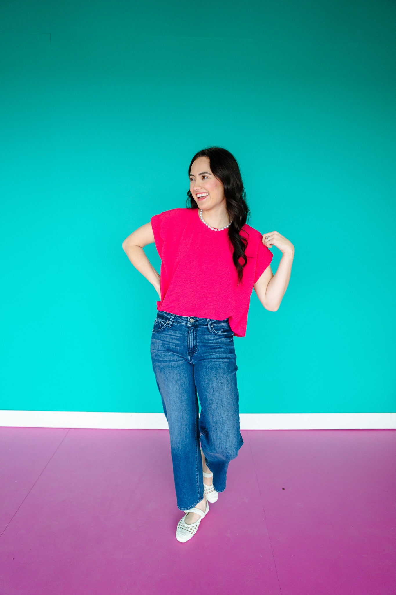 Alexis Short Sleeve Top - Bright Raspberry