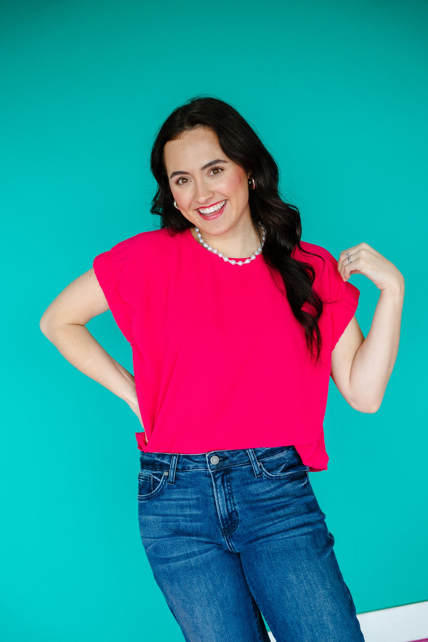 Alexis Short Sleeve Top - Bright Raspberry