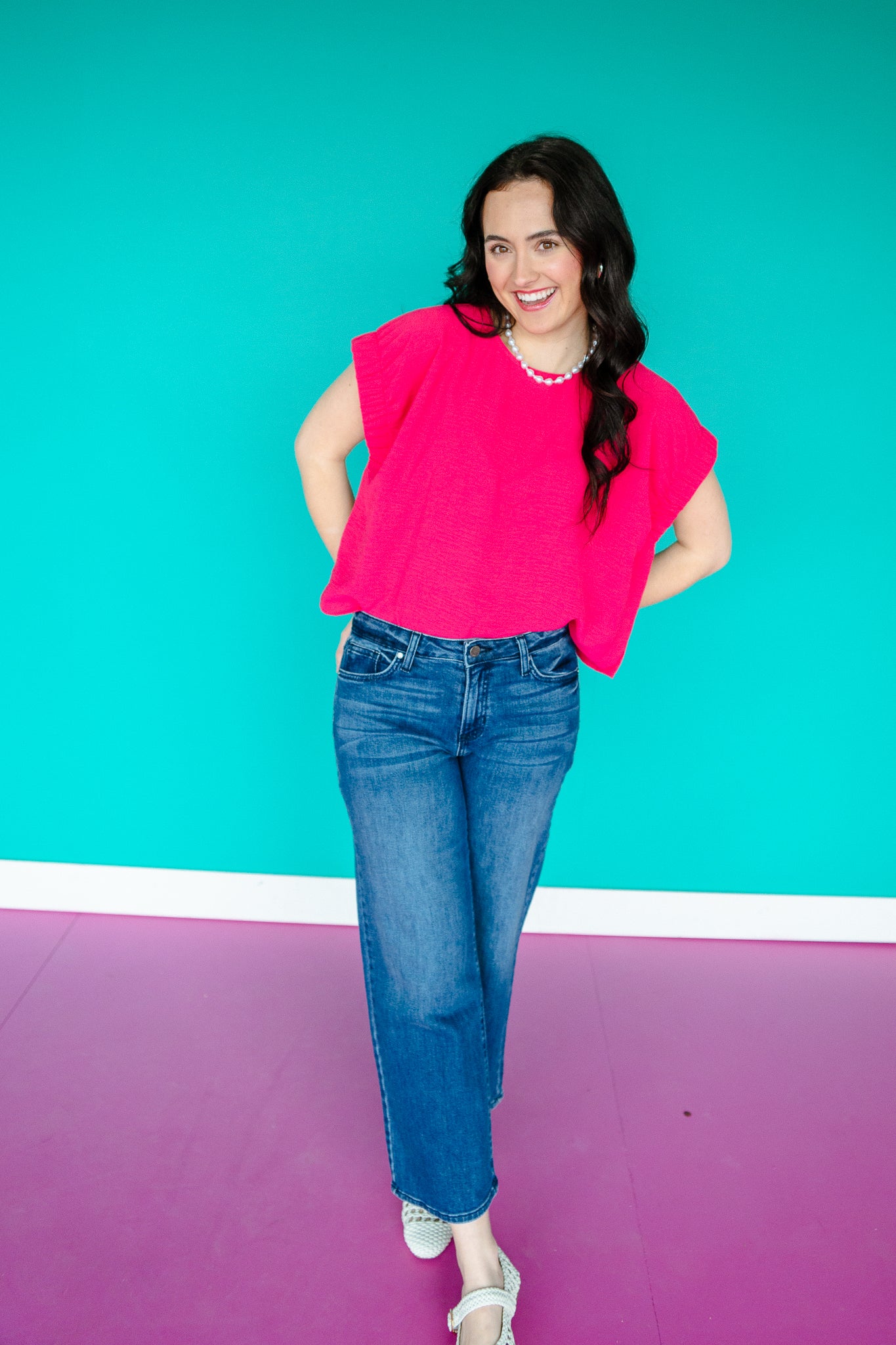 Alexis Short Sleeve Top - Bright Raspberry