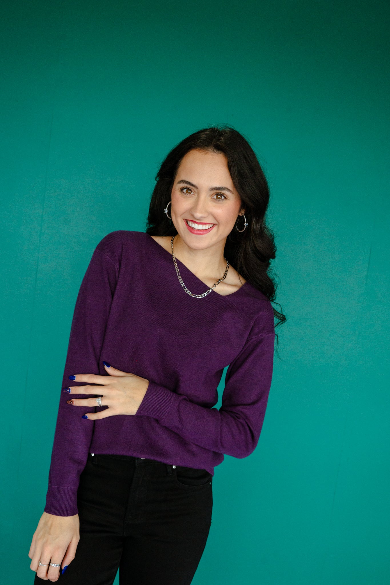 Lula Asymmetric Sweater - Damson