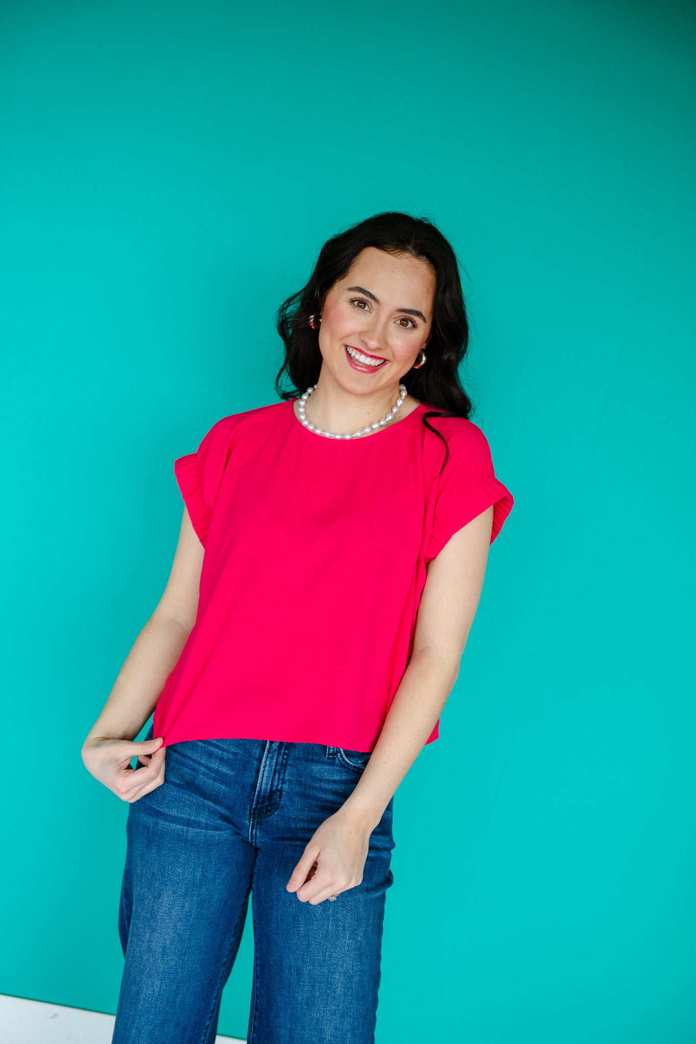 Alexis Short Sleeve Top - Bright Raspberry
