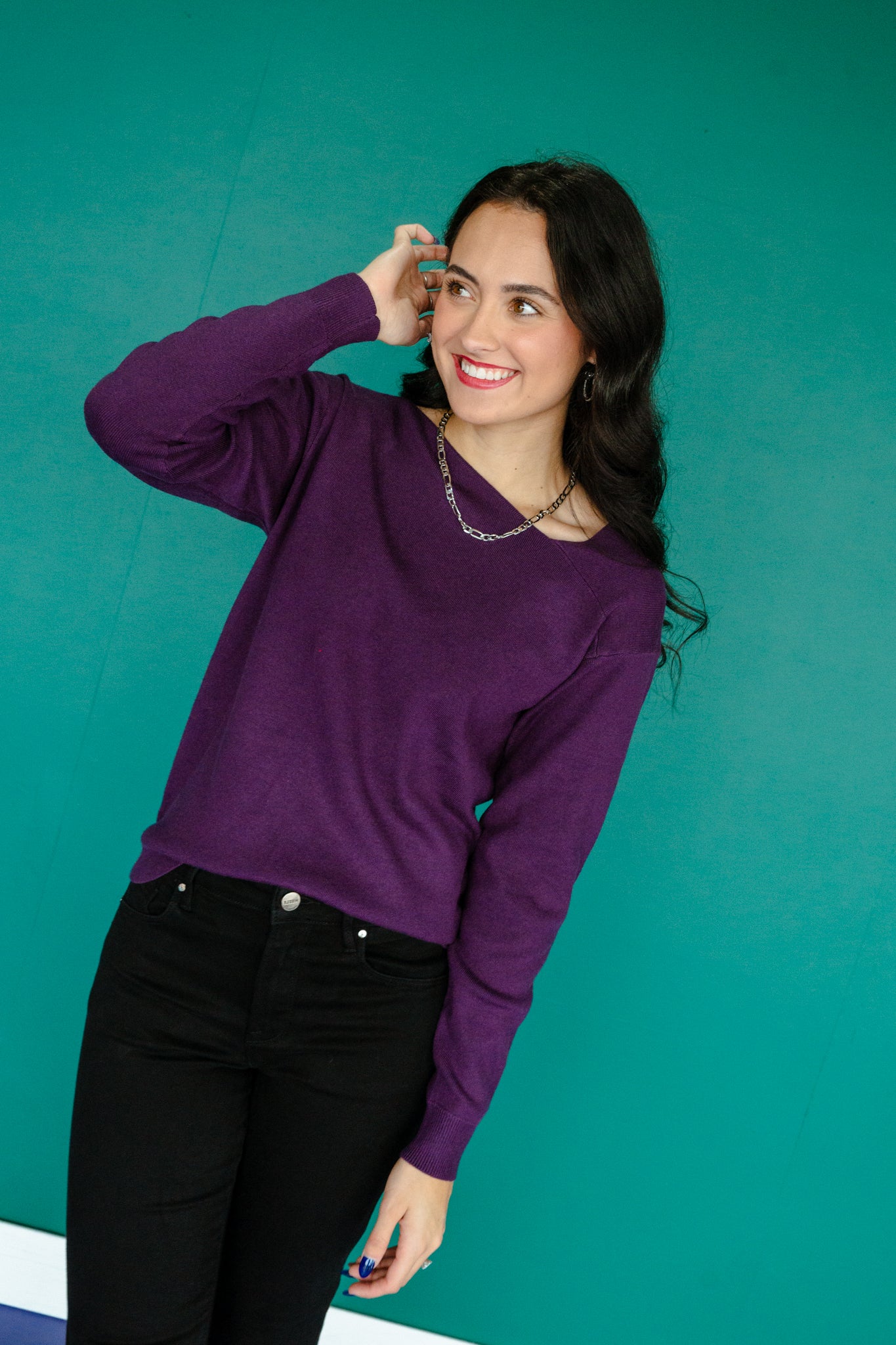 Lula Asymmetric Sweater - Damson