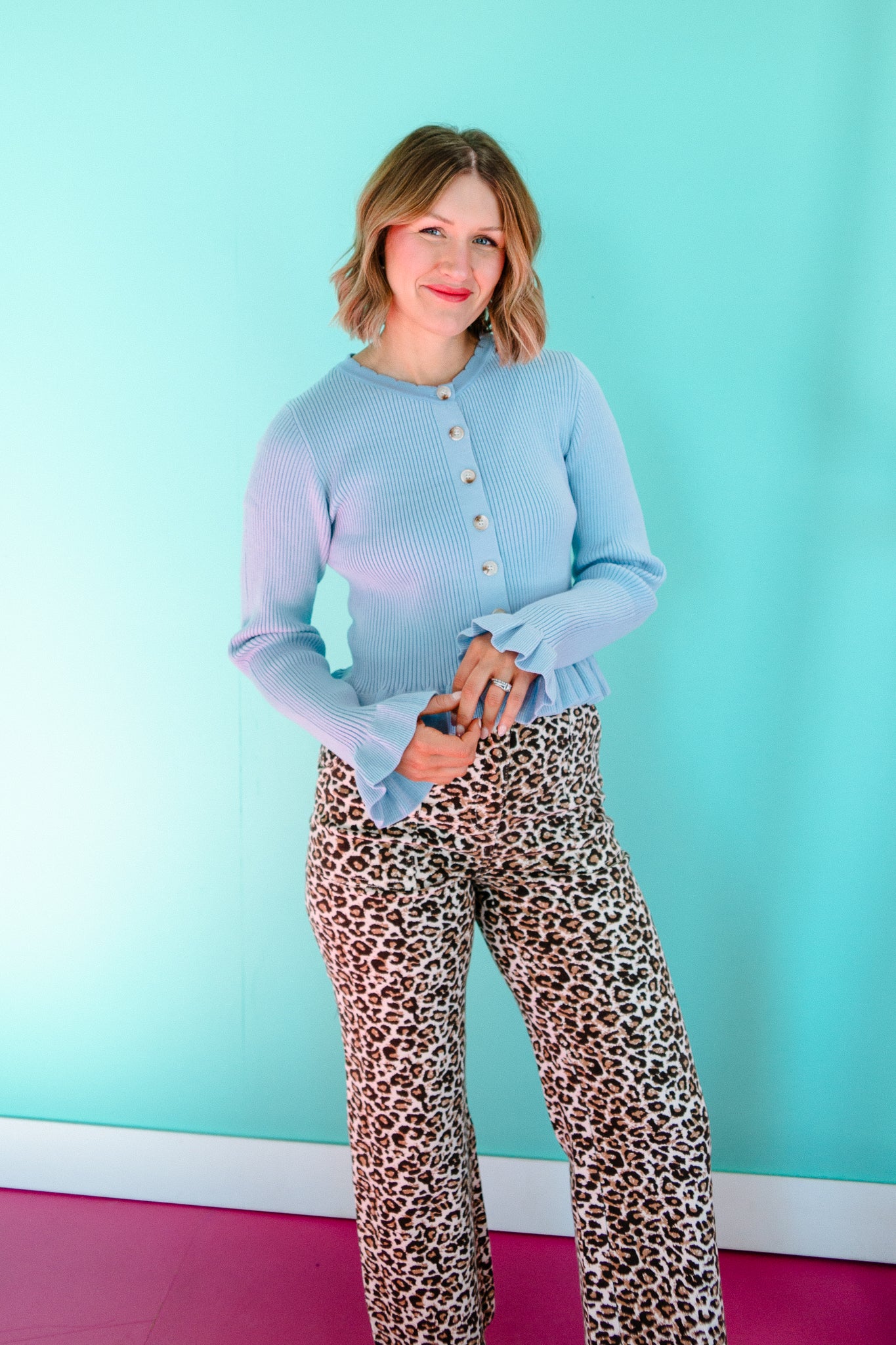 Caitlyn Ribbed Ruffle Hem Cardigan