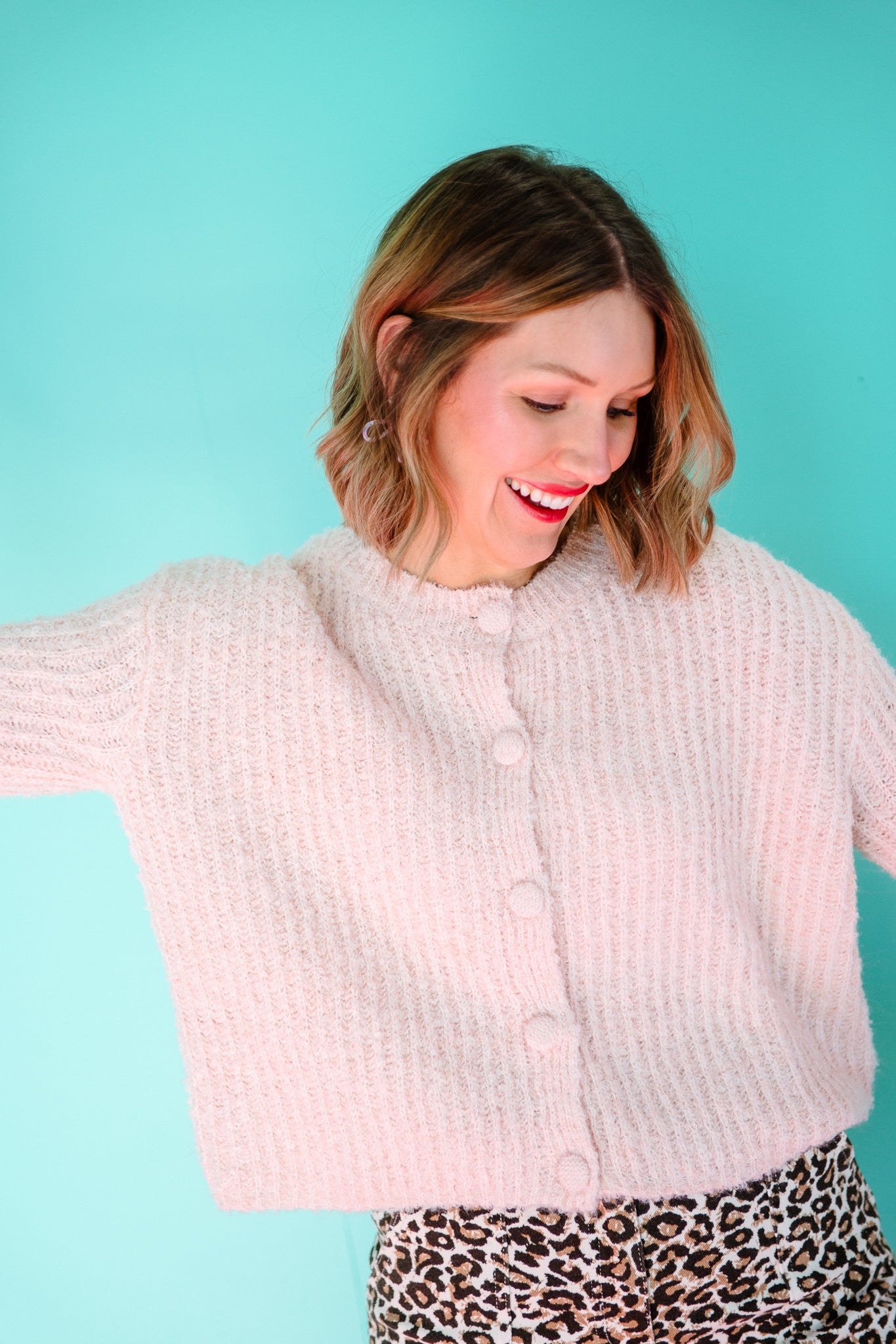 Ayla Button Down Cardigan - Dusty Pink