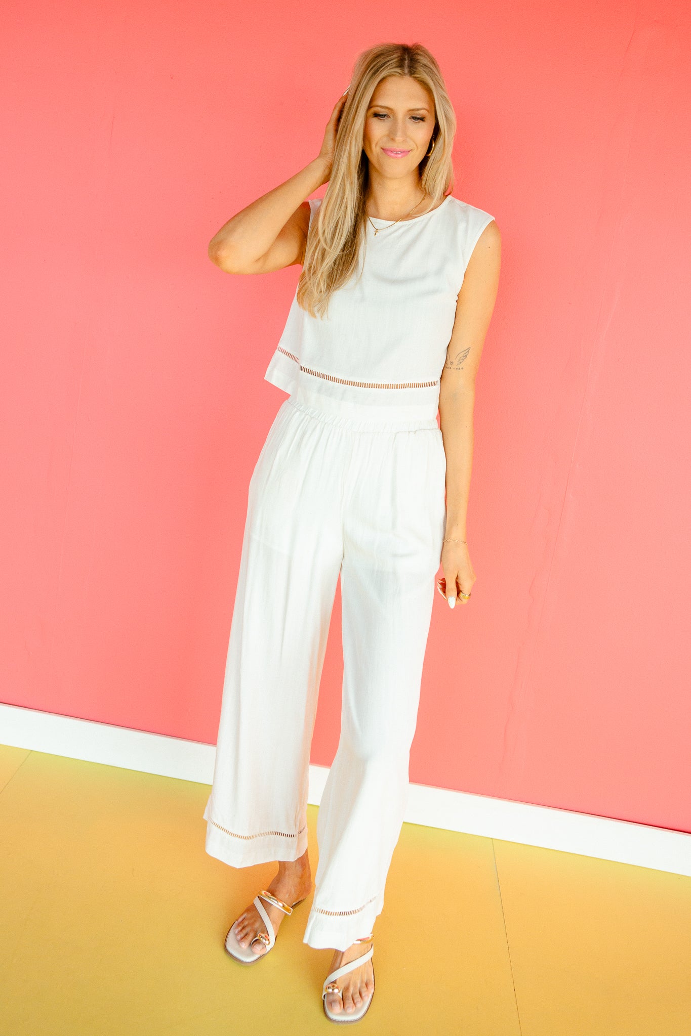 Addie Linen Tank and Pant Set - Natural