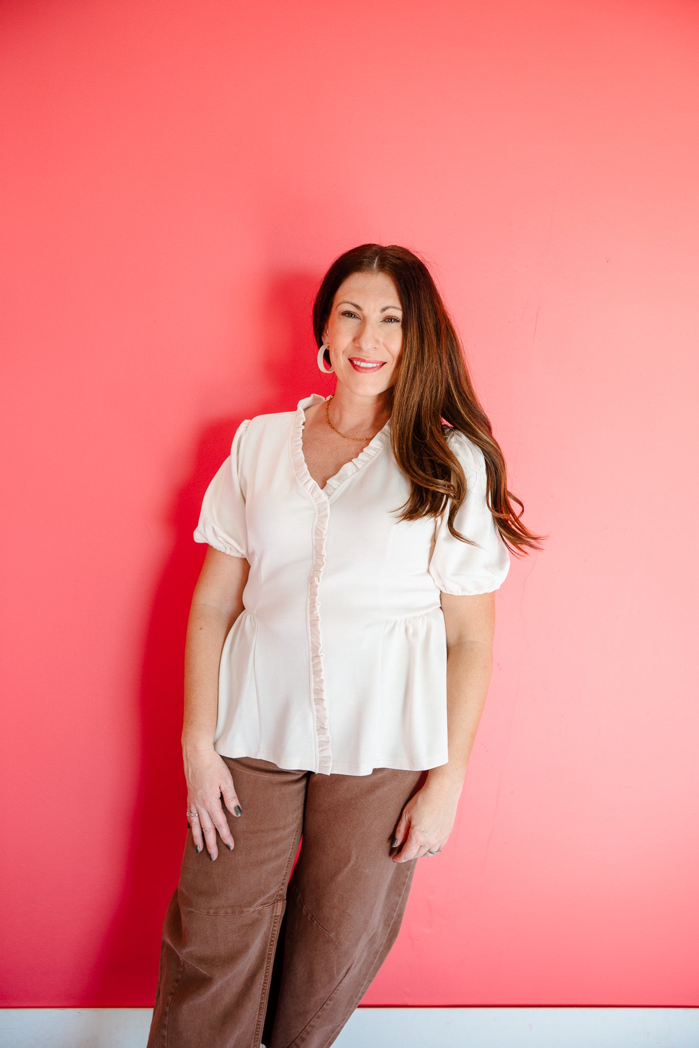 Georgie Ruffle Blouse - Oatmeal