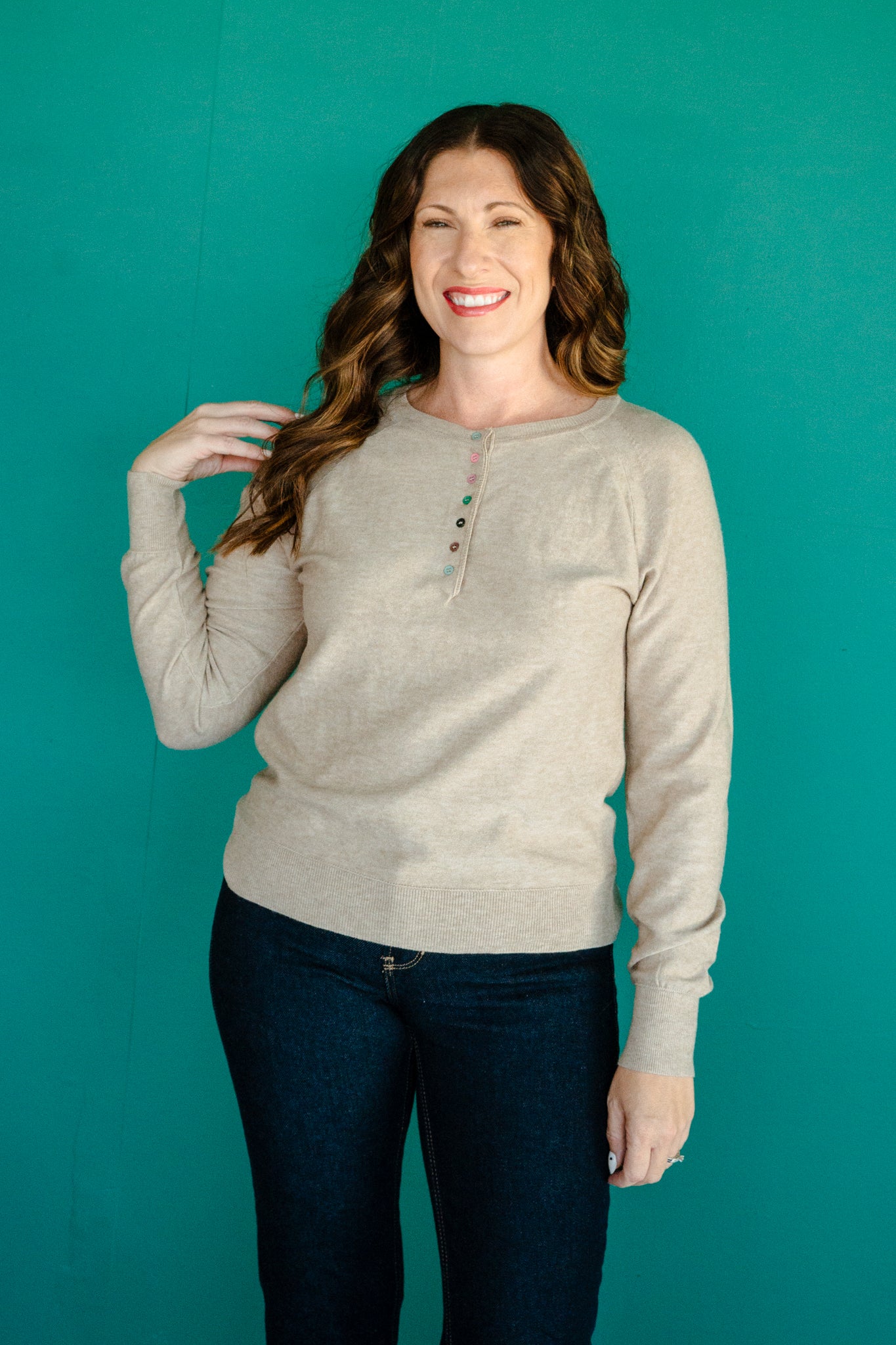 Rikki Long Sleeve Henley - Beige