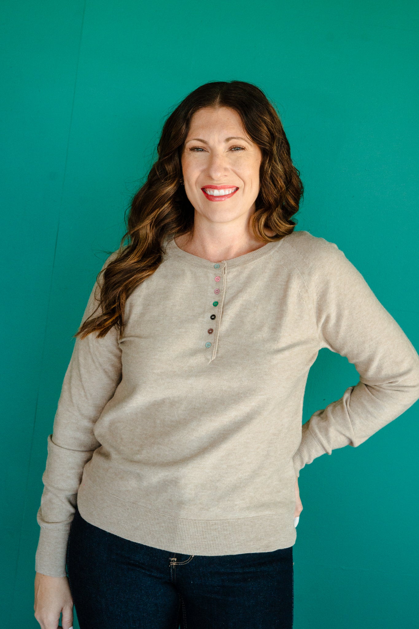 Rikki Long Sleeve Henley - Beige