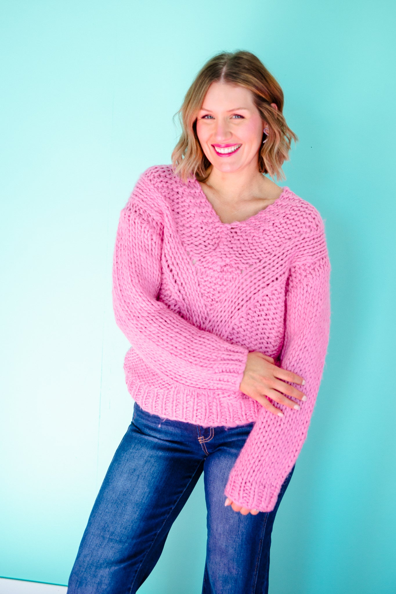 Corbin Chunky Knit Sweater - Summer Pink